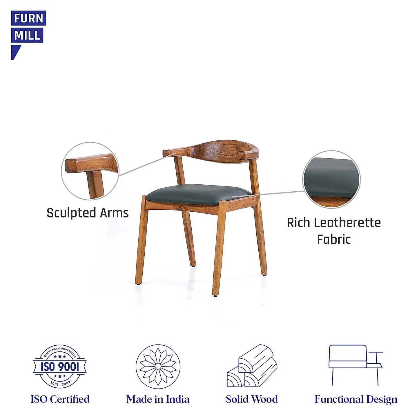 Elbow Wooden Accent Chair in Honey Finish