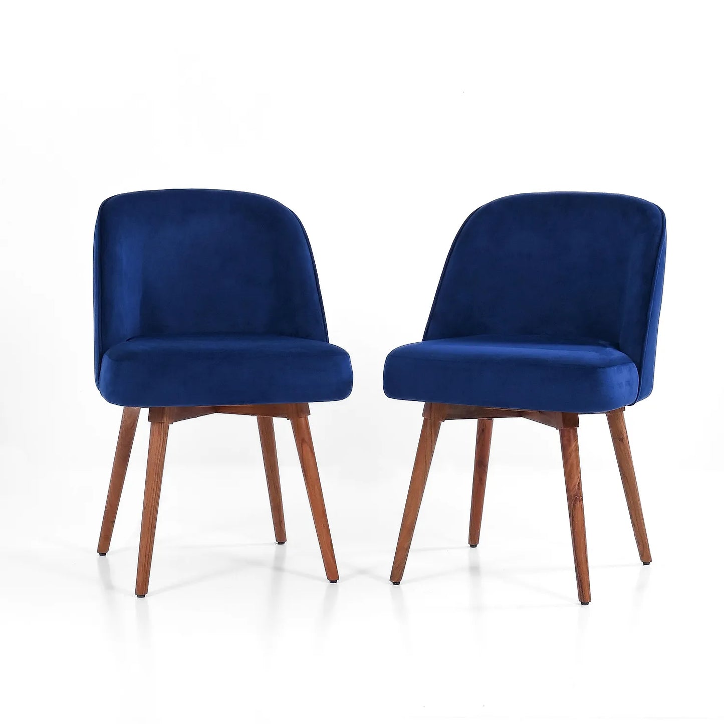 Lugo Wooden Accent Chair (Natural Finish, Velvet Fabric)