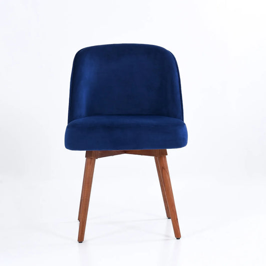 Lugo Wooden Accent Chair (Natural Finish, Velvet Fabric)