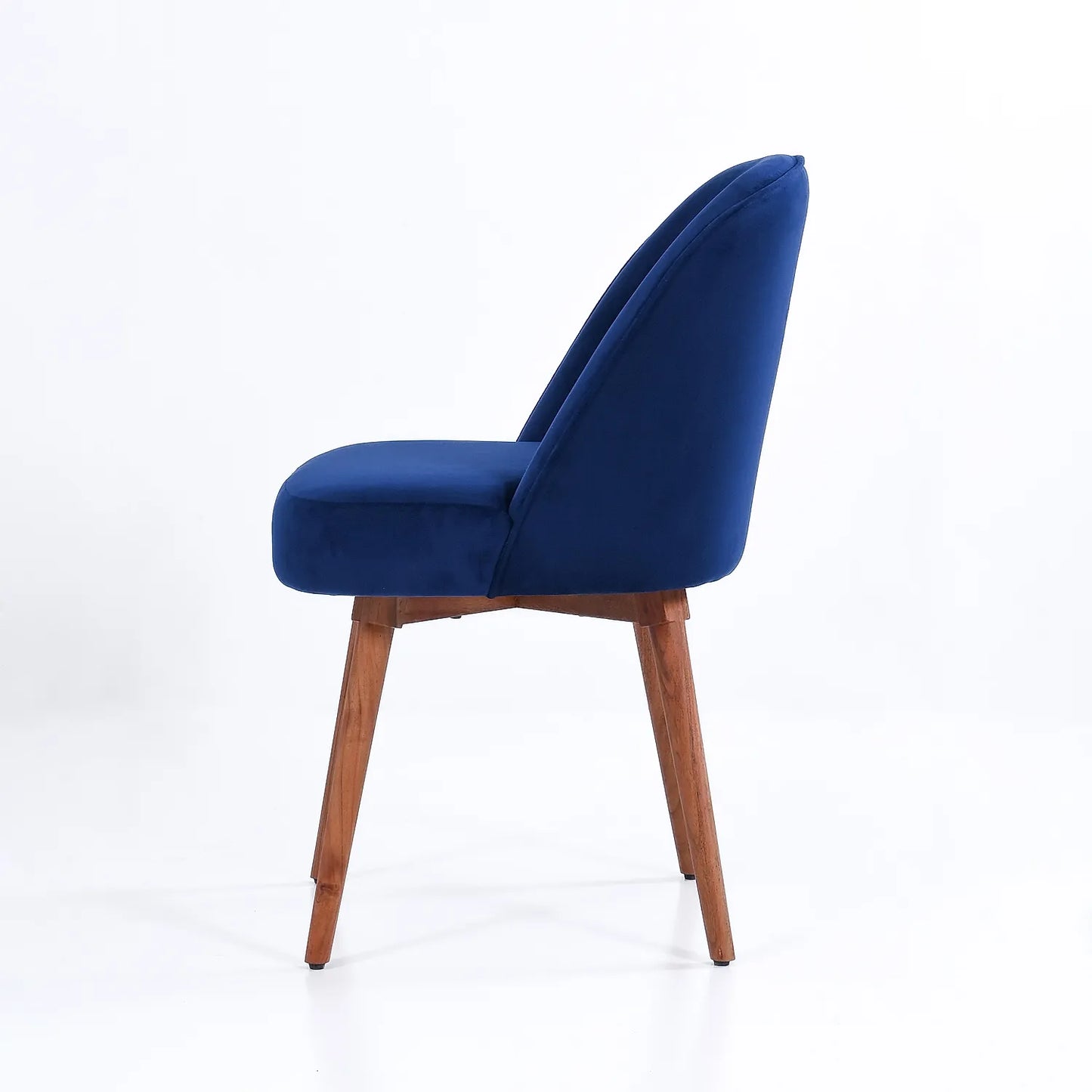 Lugo Wooden Accent Chair (Natural Finish, Velvet Fabric)