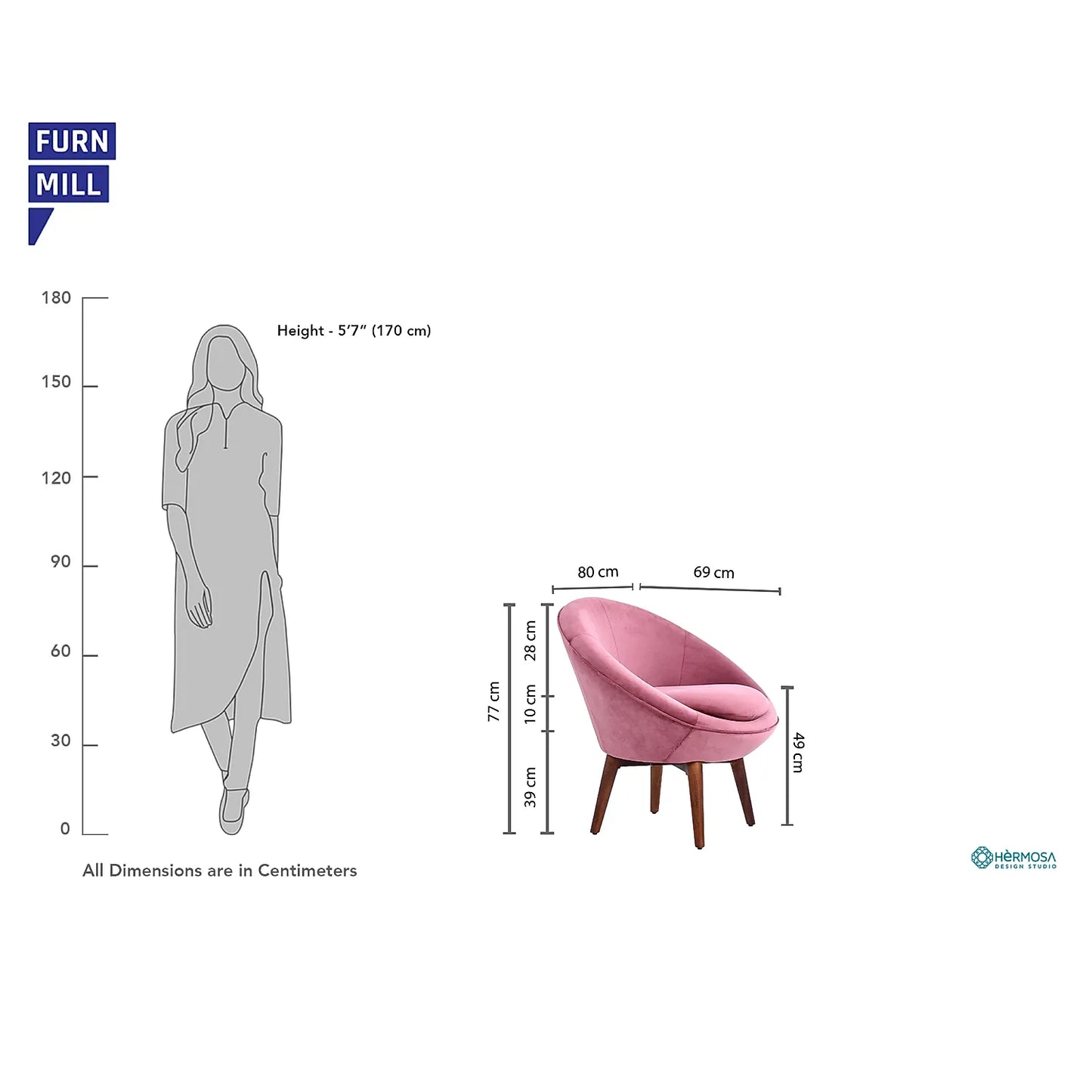 Hola Wooden Accent Chair in Mauve Color