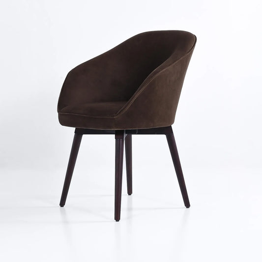 Virgo Wooden Accent Chair (Ebony Finish, Velvet Fabric)