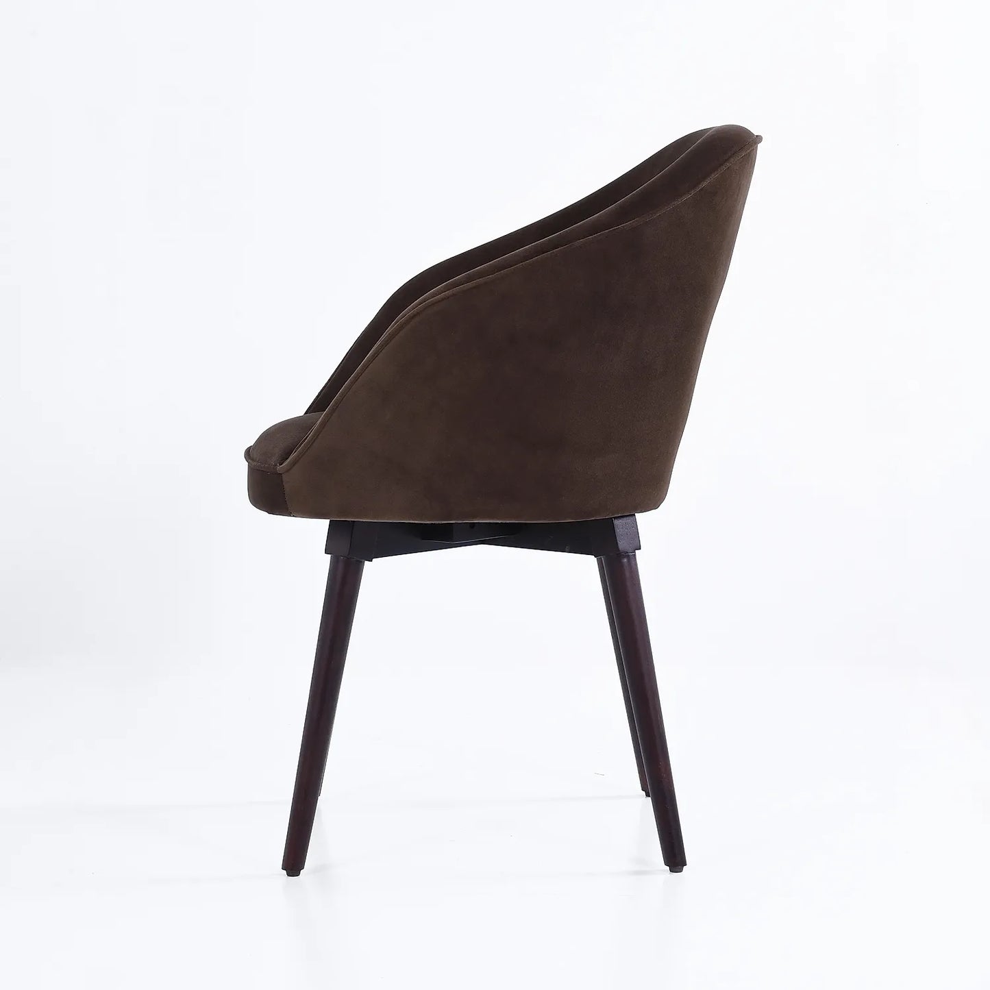 Virgo Wooden Accent Chair (Ebony Finish, Velvet Fabric)