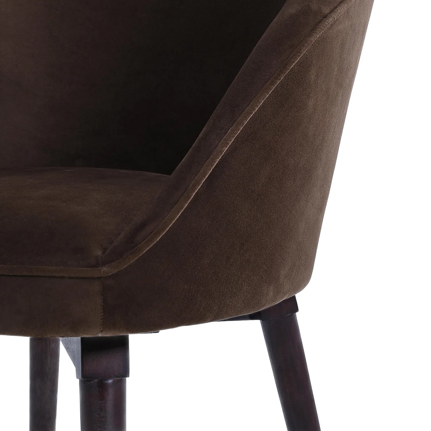 Virgo Wooden Accent Chair (Ebony Finish, Velvet Fabric)