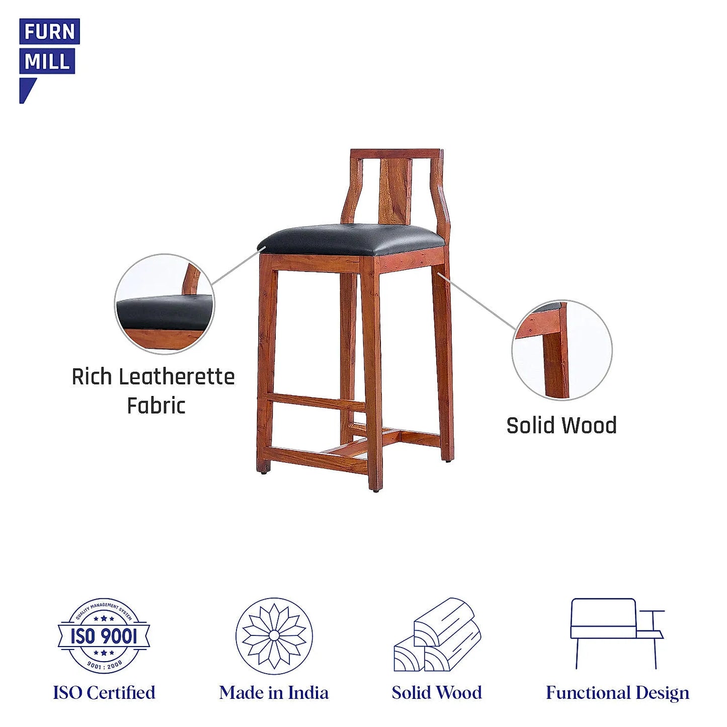 Trump Wooden Bar Chair (Natural)