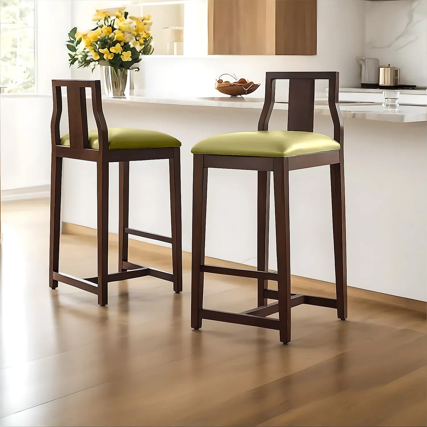 Trump Wooden Bar Chair (Dark Walnut)