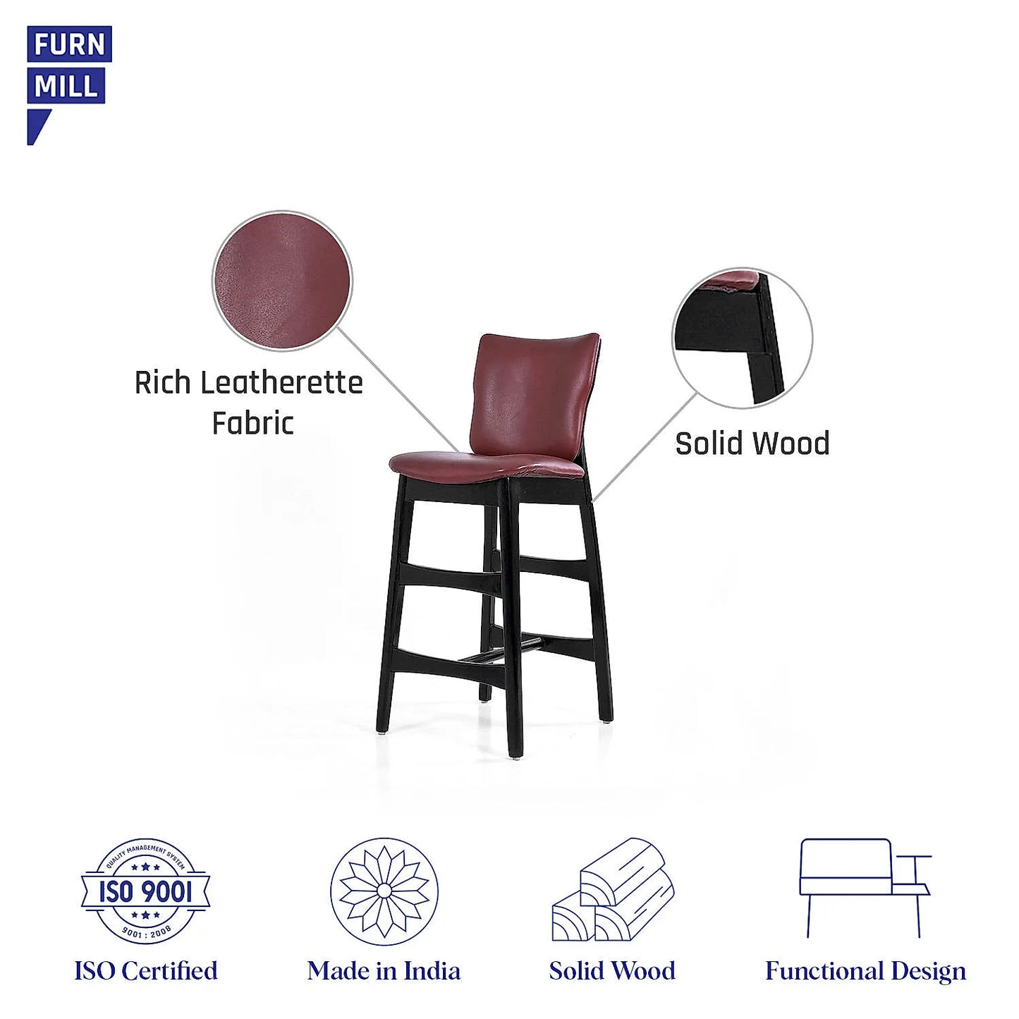 Henz Wooden Bar Chair