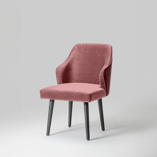 Hugo Wooden Accent Chair ( Mauve Velvet Fabric, Ebony Finish )
