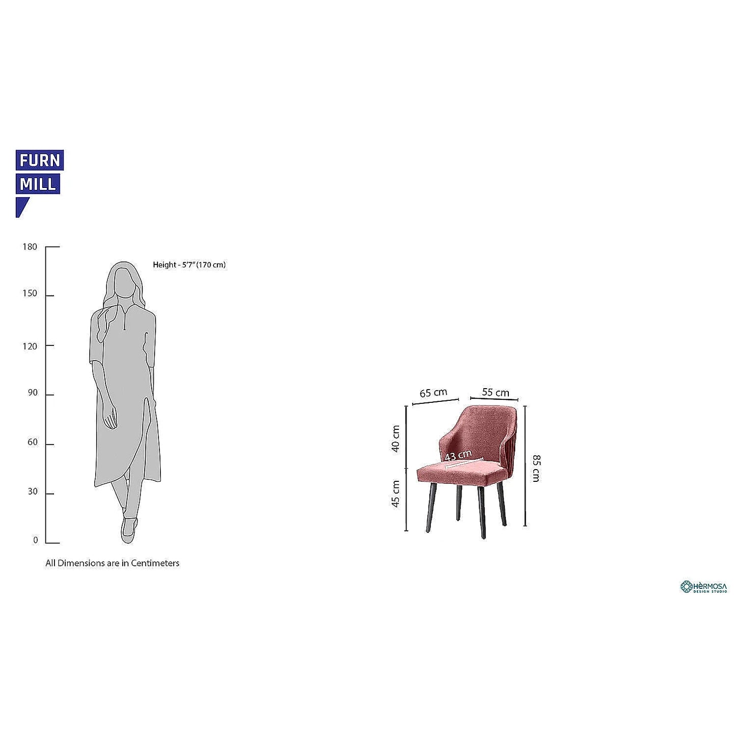 Hugo Wooden Accent Chair ( Mauve Velvet Fabric, Ebony Finish )
