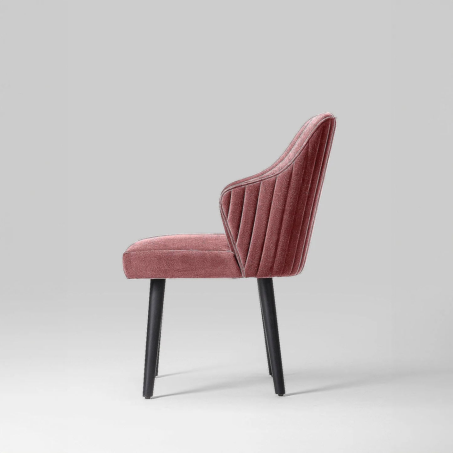Hugo Wooden Accent Chair ( Mauve Velvet Fabric, Ebony Finish )