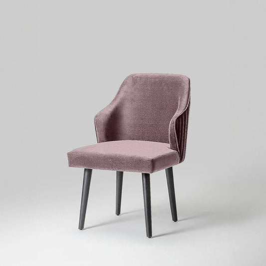 Hugo Wooden Accent Chair ( Pink Velvet Fabric, Ebony Finish )