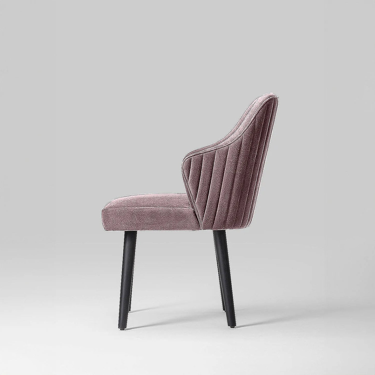 Hugo Wooden Accent Chair ( Pink Velvet Fabric, Ebony Finish )