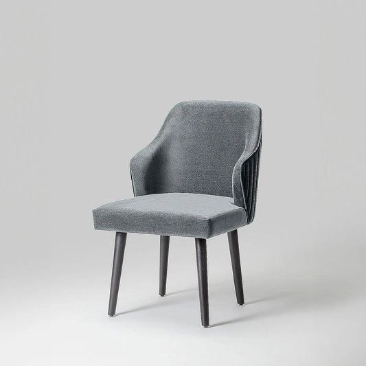 Hugo Wooden Accent Chair ( Grey Velvet Fabric, Ebony Finish )