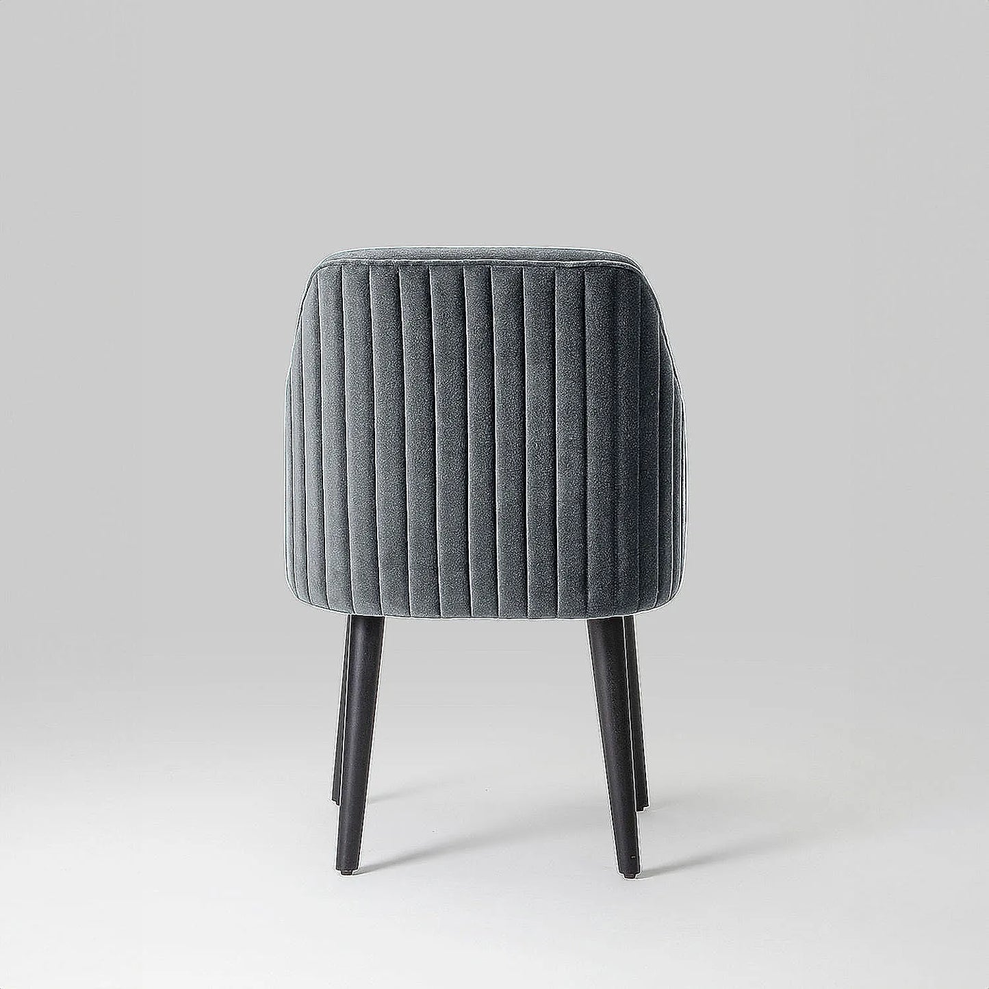 Hugo Wooden Accent Chair ( Grey Velvet Fabric, Ebony Finish )