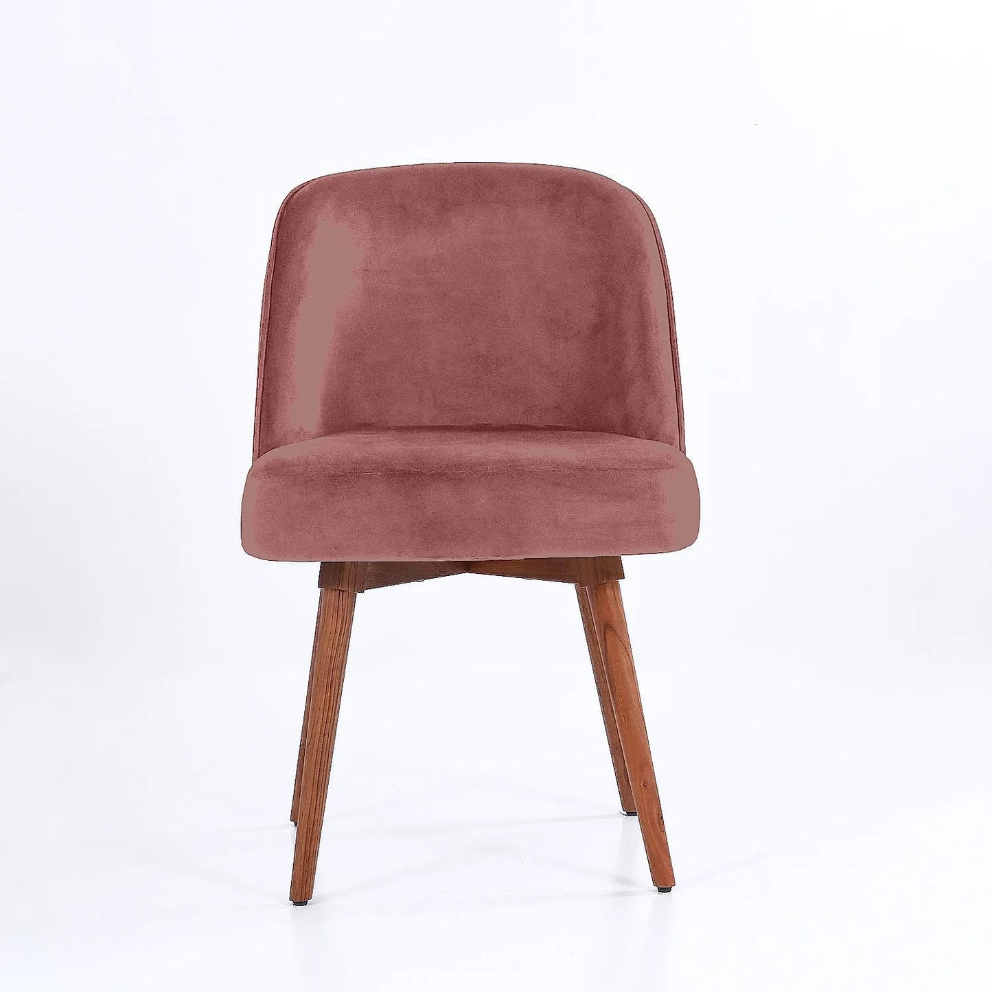 Lugo Wooden Accent Chair ( Mauve Velvet Fabric, Natural Finish )