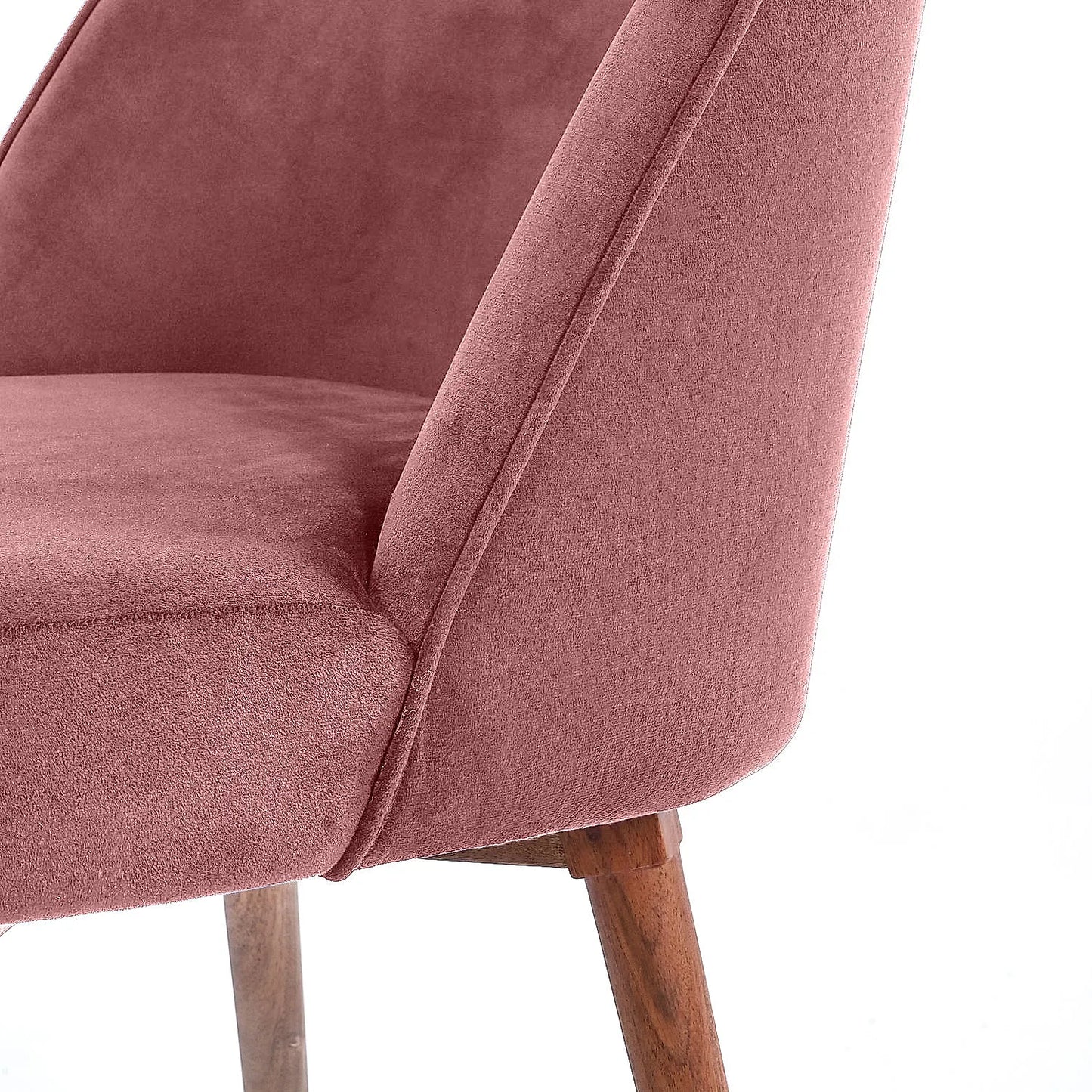 Lugo Wooden Accent Chair ( Mauve Velvet Fabric, Natural Finish )