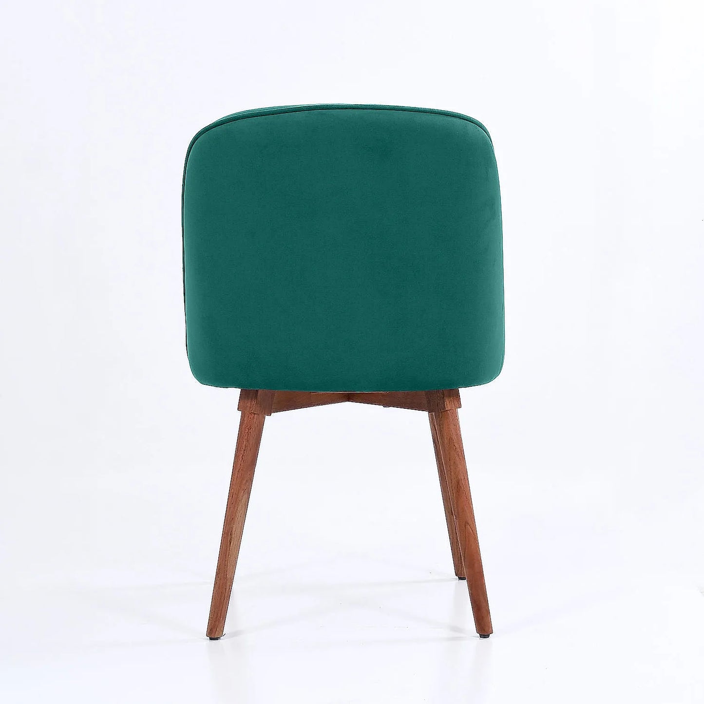 Lugo Wooden Accent Chair ( Sea Green Velvet Fabric, Natural Finish )