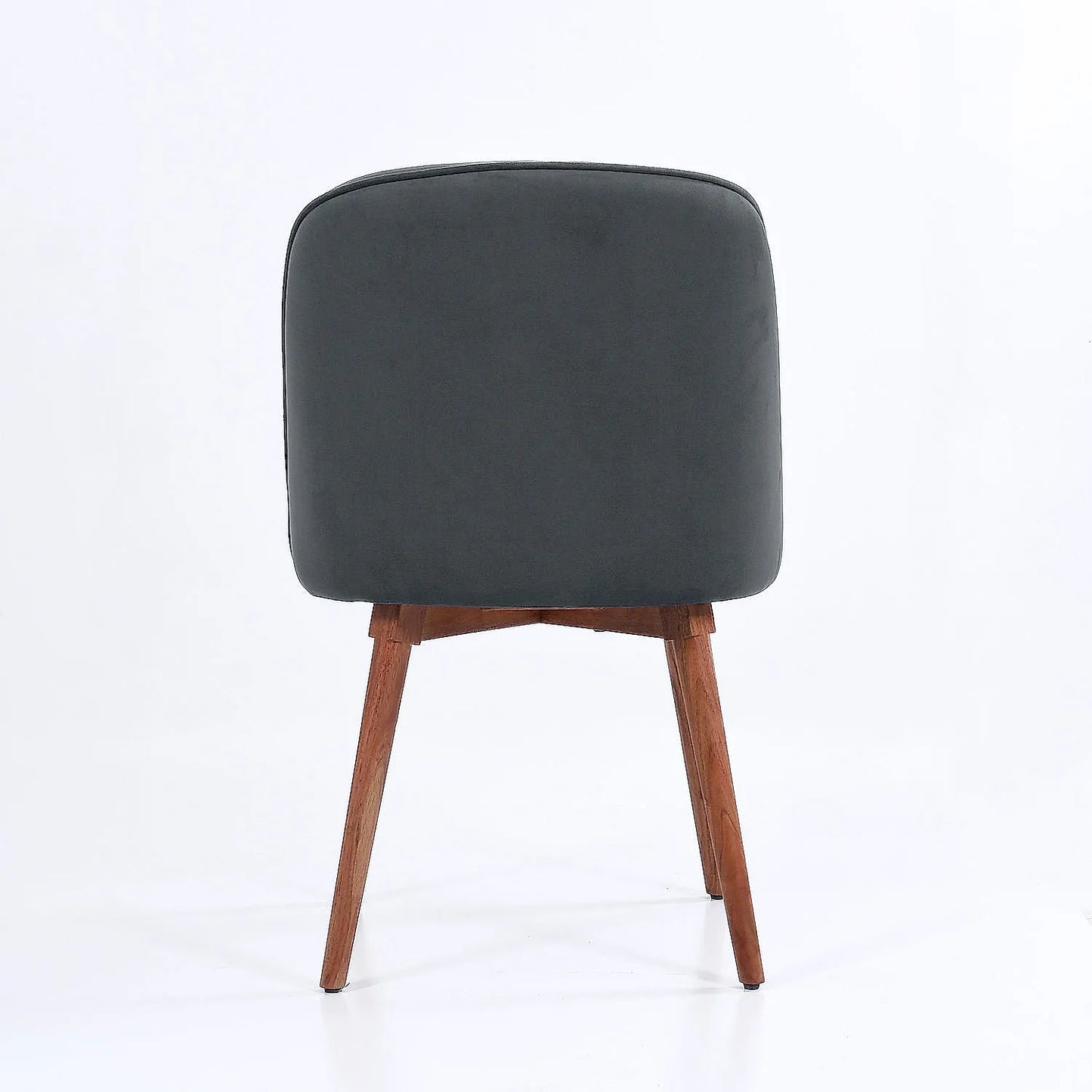Lugo Wooden Accent Chair ( Grey Velvet Fabric, Natural Finish )