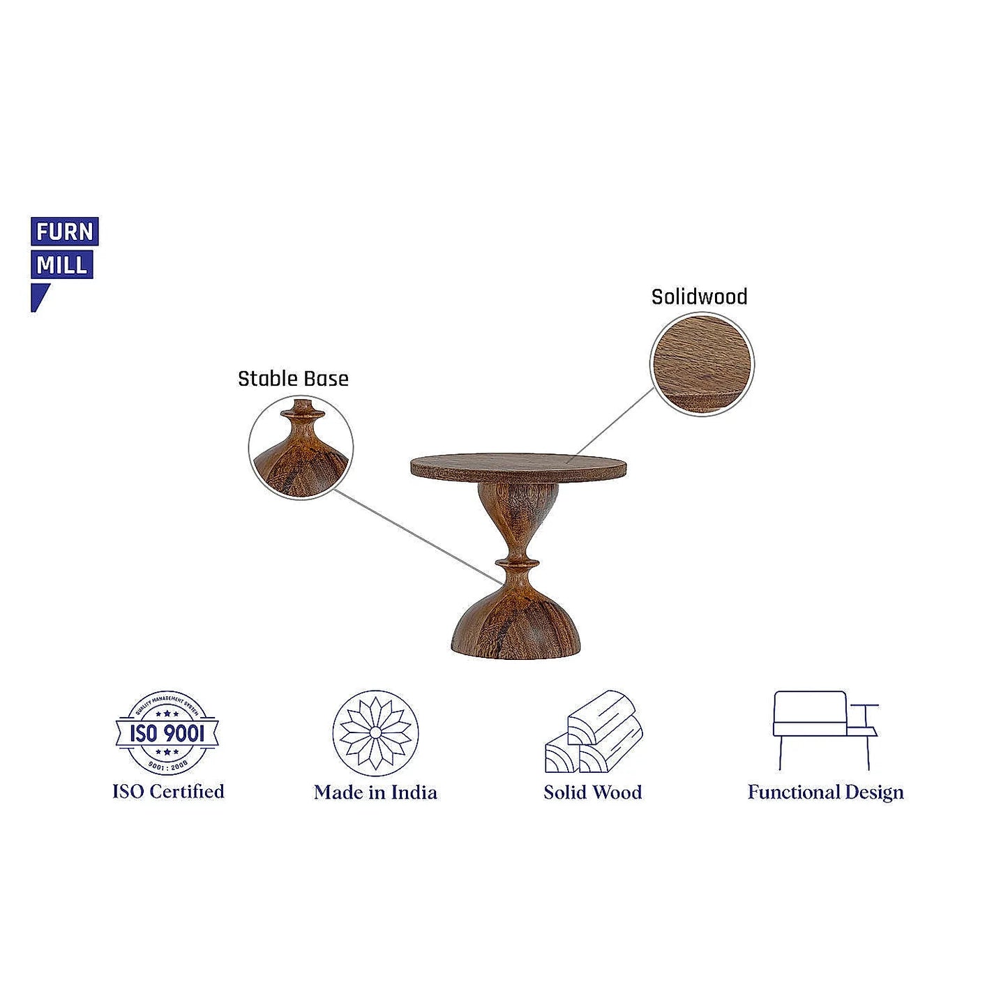 Basal Wooden Cake Stand (Natural Finish)