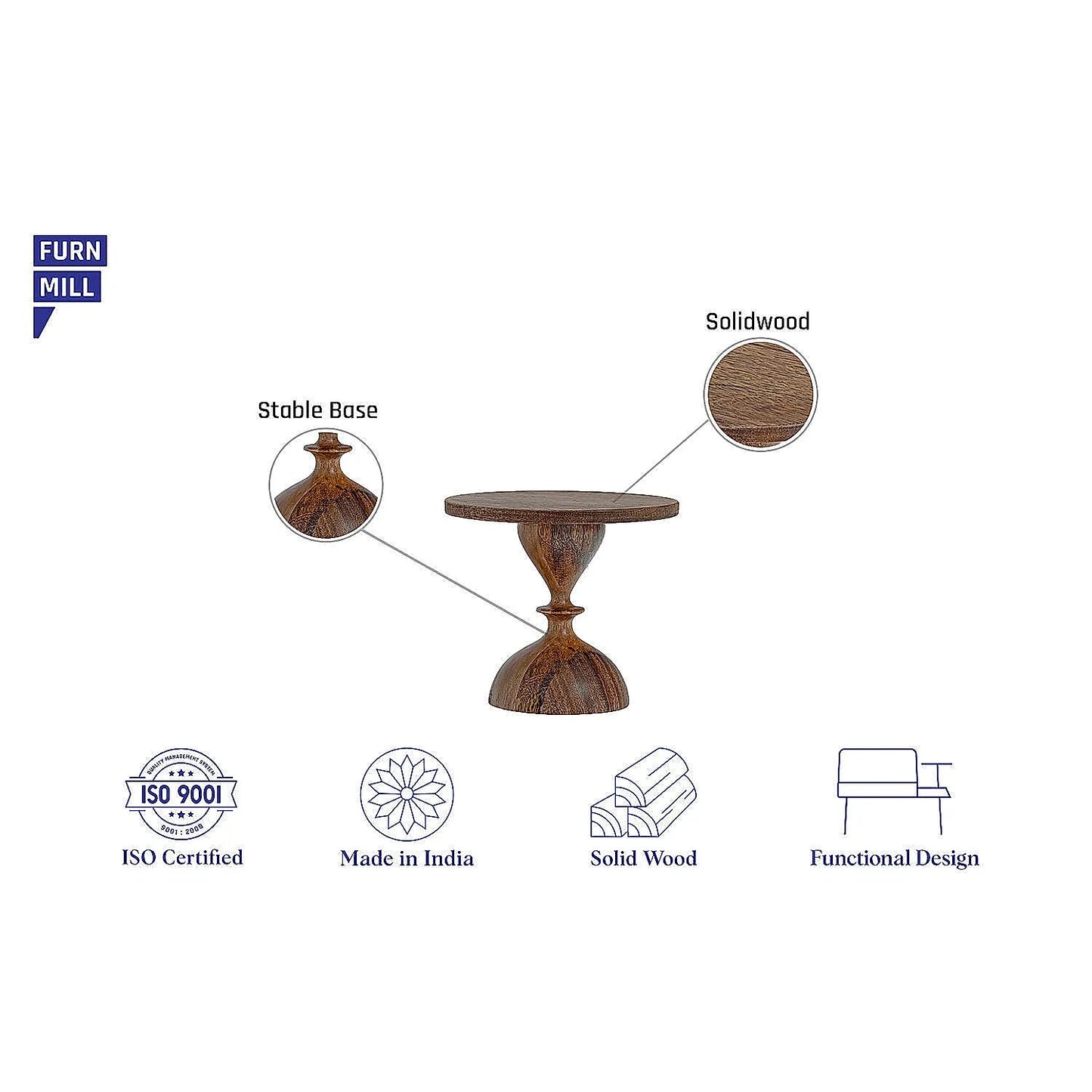 Basal Wooden Cake Stand (Mini) in Natural Finish