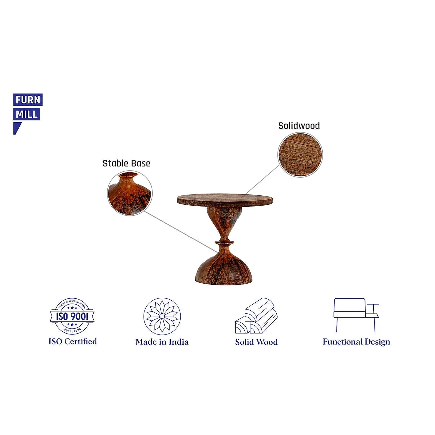 Basal Wooden Cake Stand (Mini) in Teak Finish
