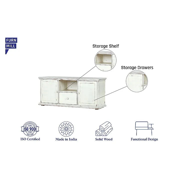 London Wooden TV Unit White