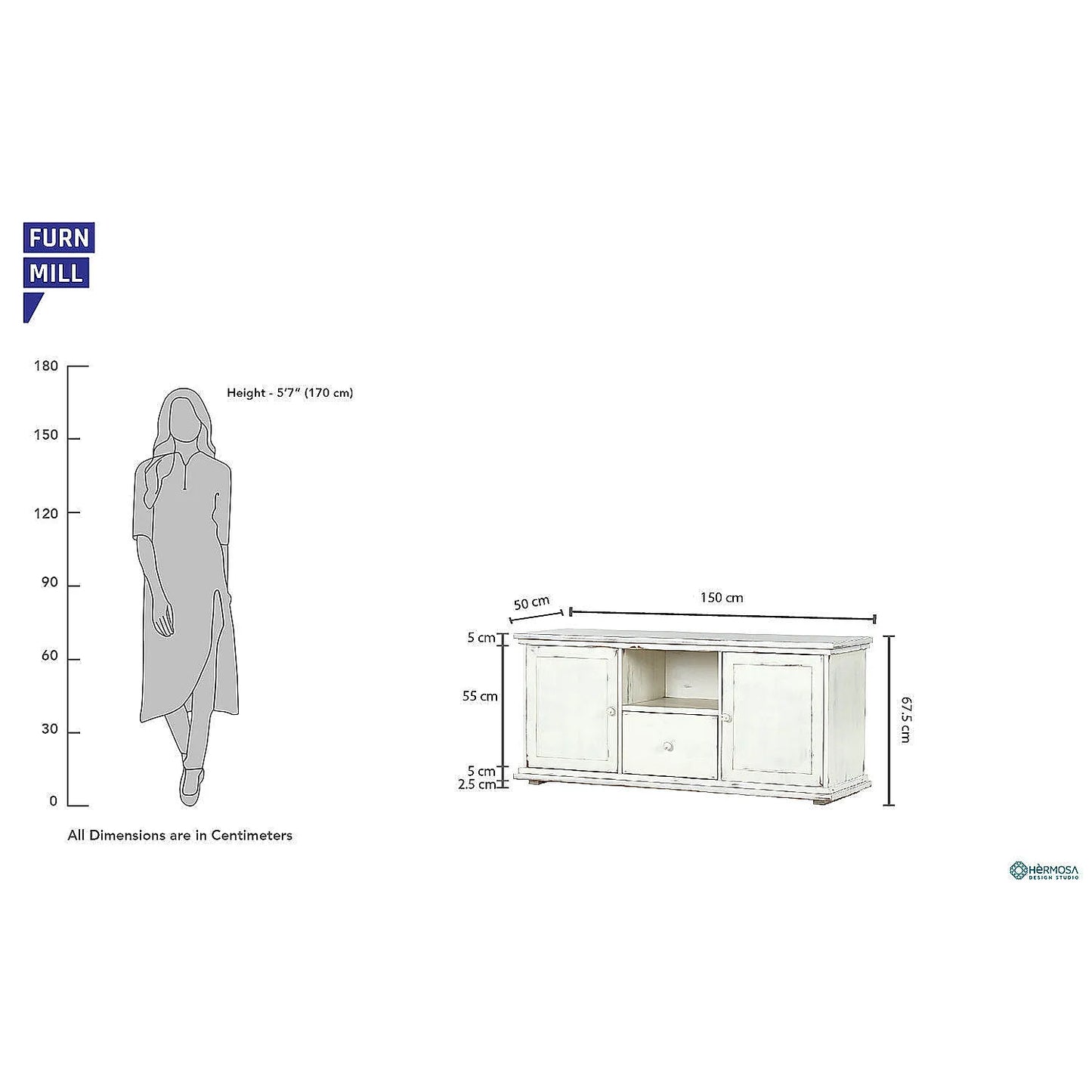 London Wooden TV Unit White