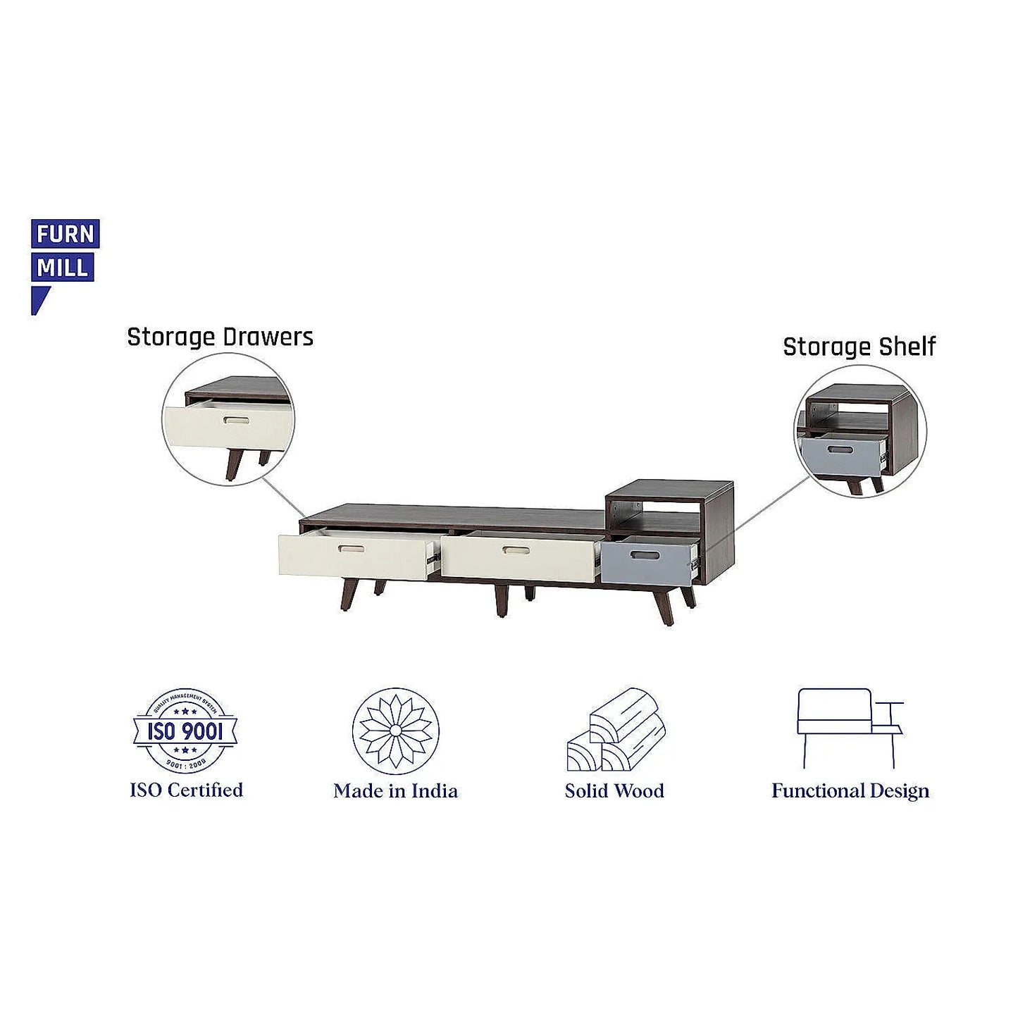 Chicago Wooden TV Unit in Ebony Finish
