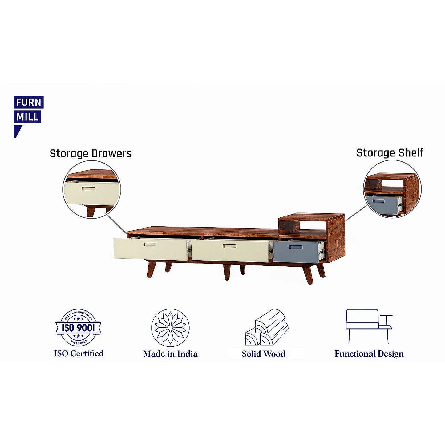 Chicago Wooden TV Unit in Teak Finish