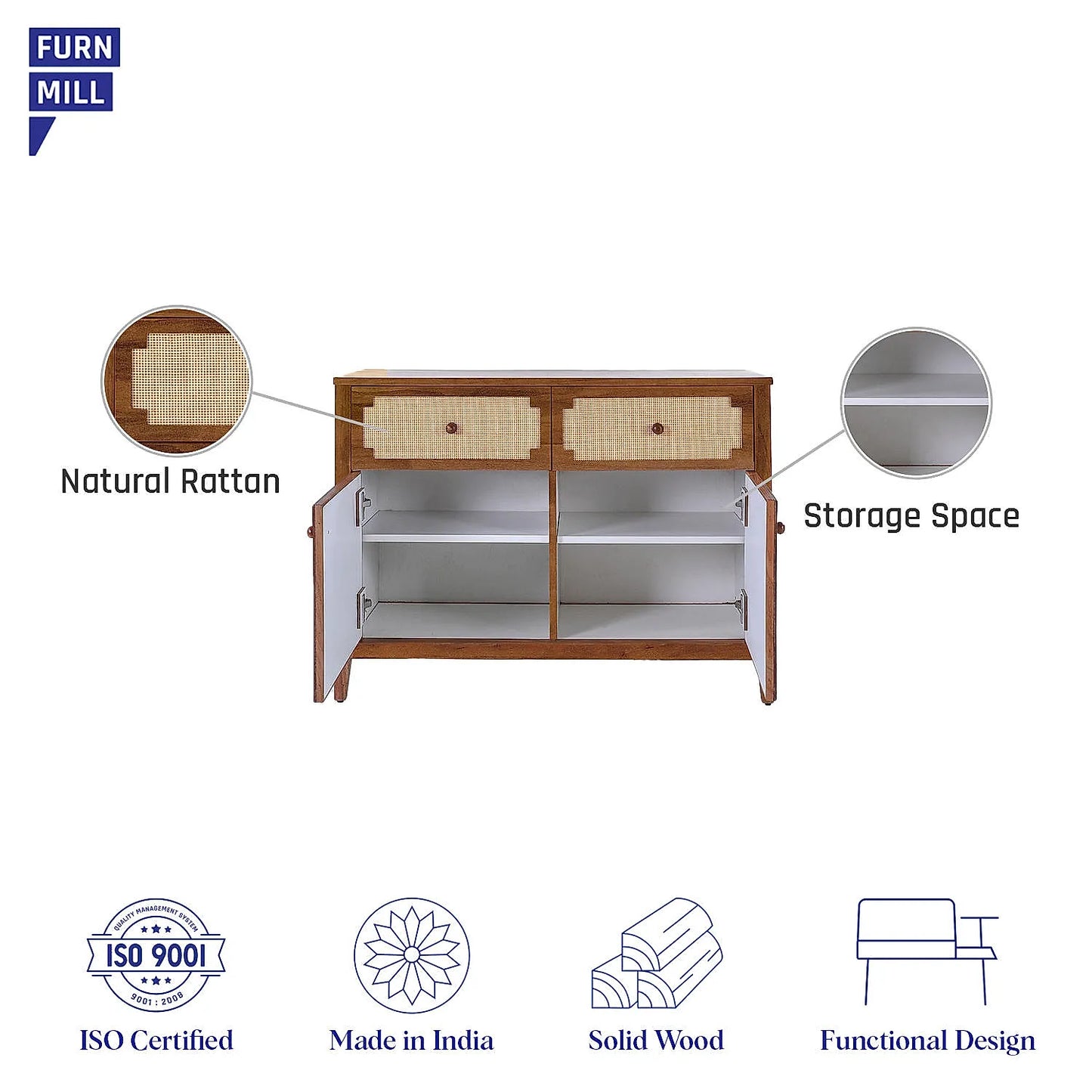 Scott Rattan Cabinet in Natural Finish