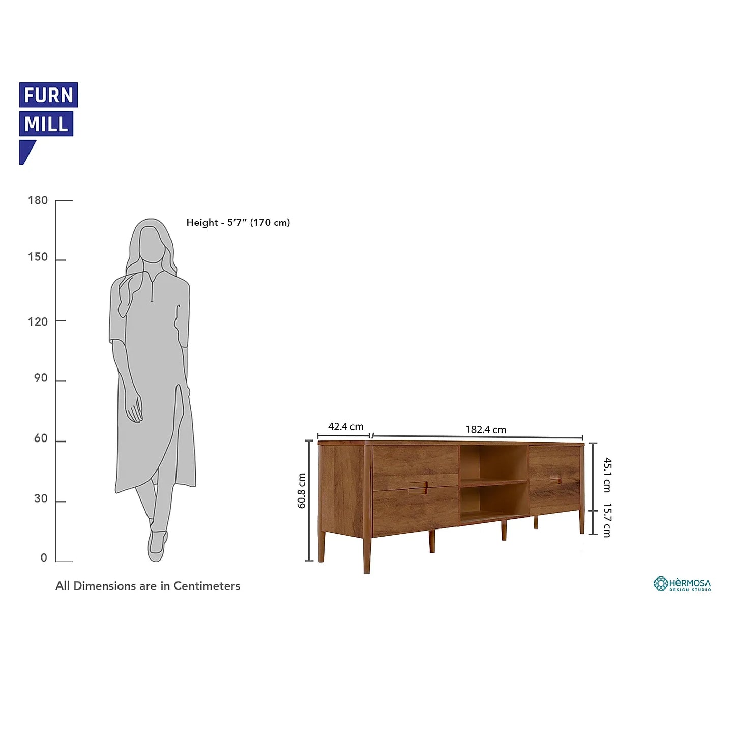 Hutch Wooden TV Unit (Natural Finish)