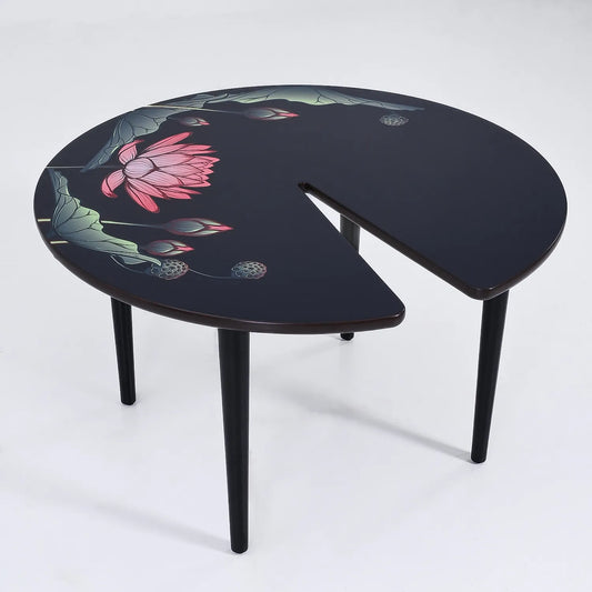 Lilypad Wooden Printed Coffee Table (Ebony Finish)