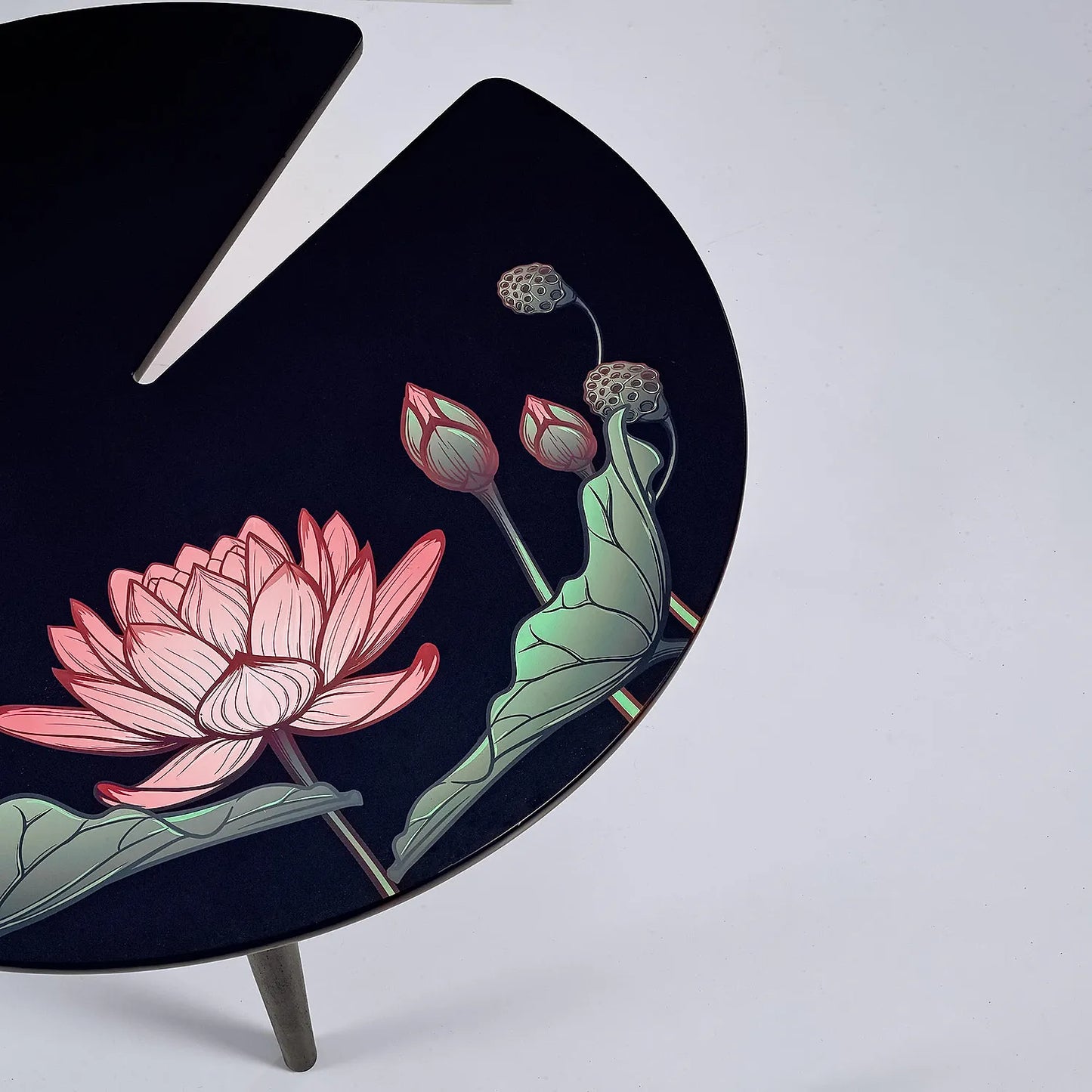 Lilypad Wooden Printed Coffee Table (Ebony Finish)