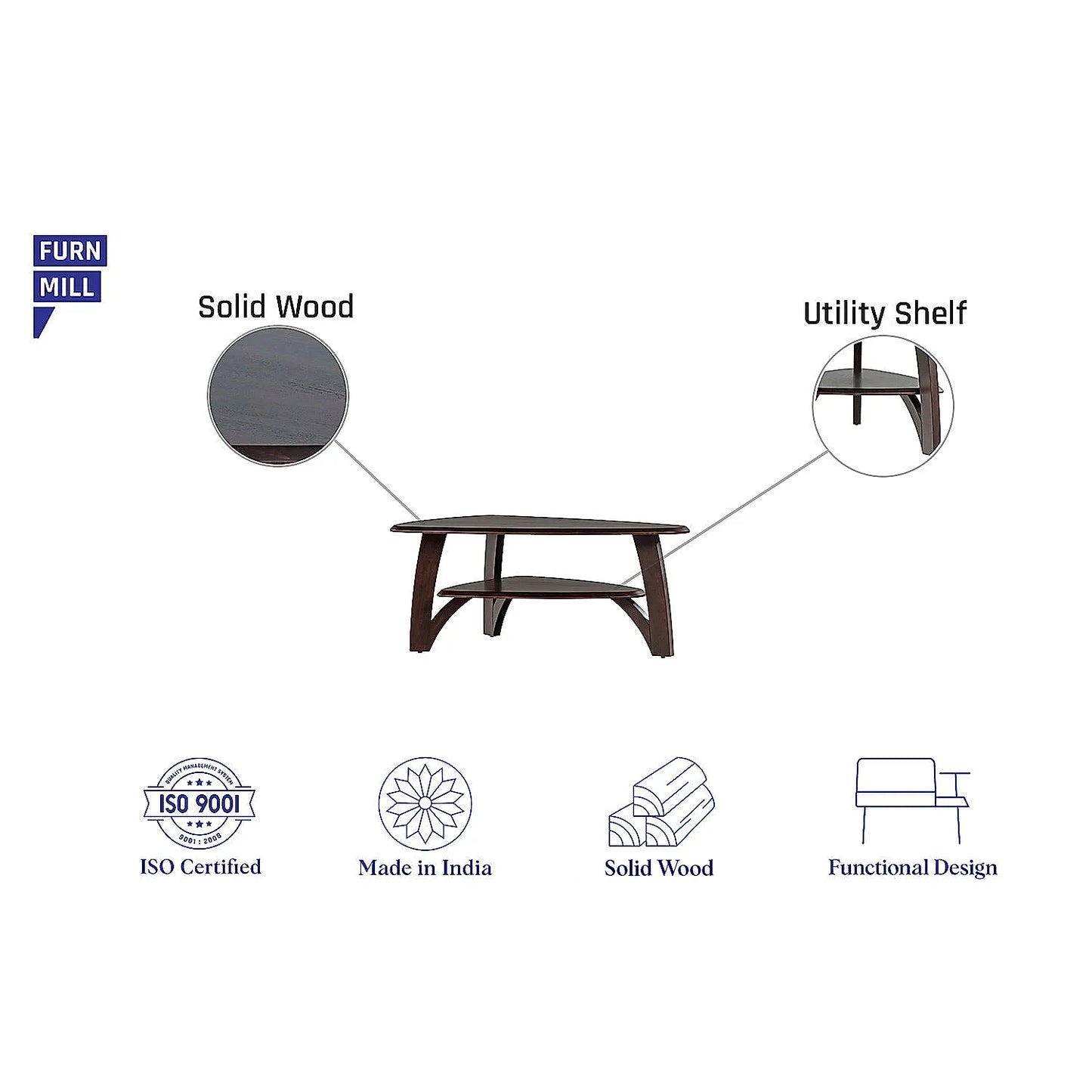Lukas Wooden Coffee Table in Dark Walnut Finish