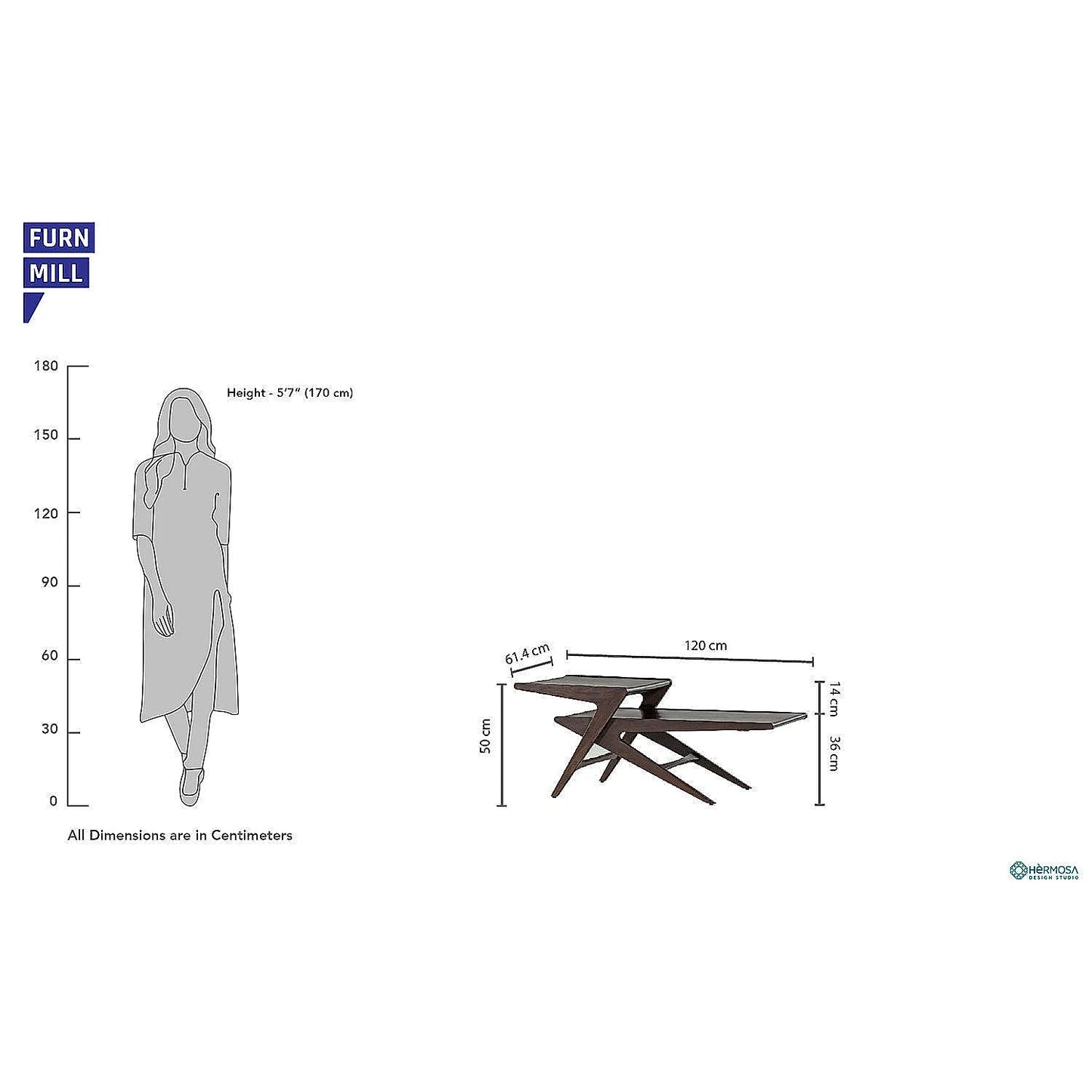Rocket Wooden Center Table in Dark Walnut Finish