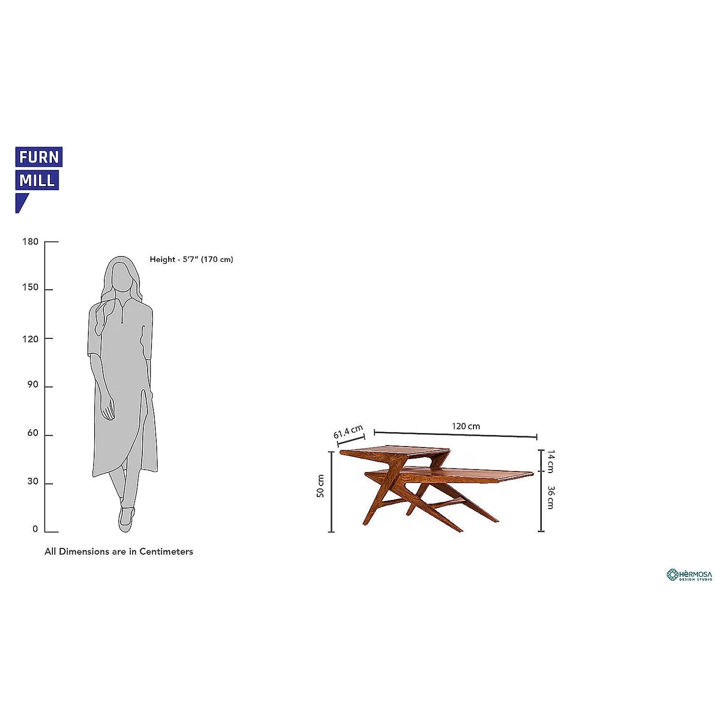 Rocket Wooden Center Table in Teak Finish