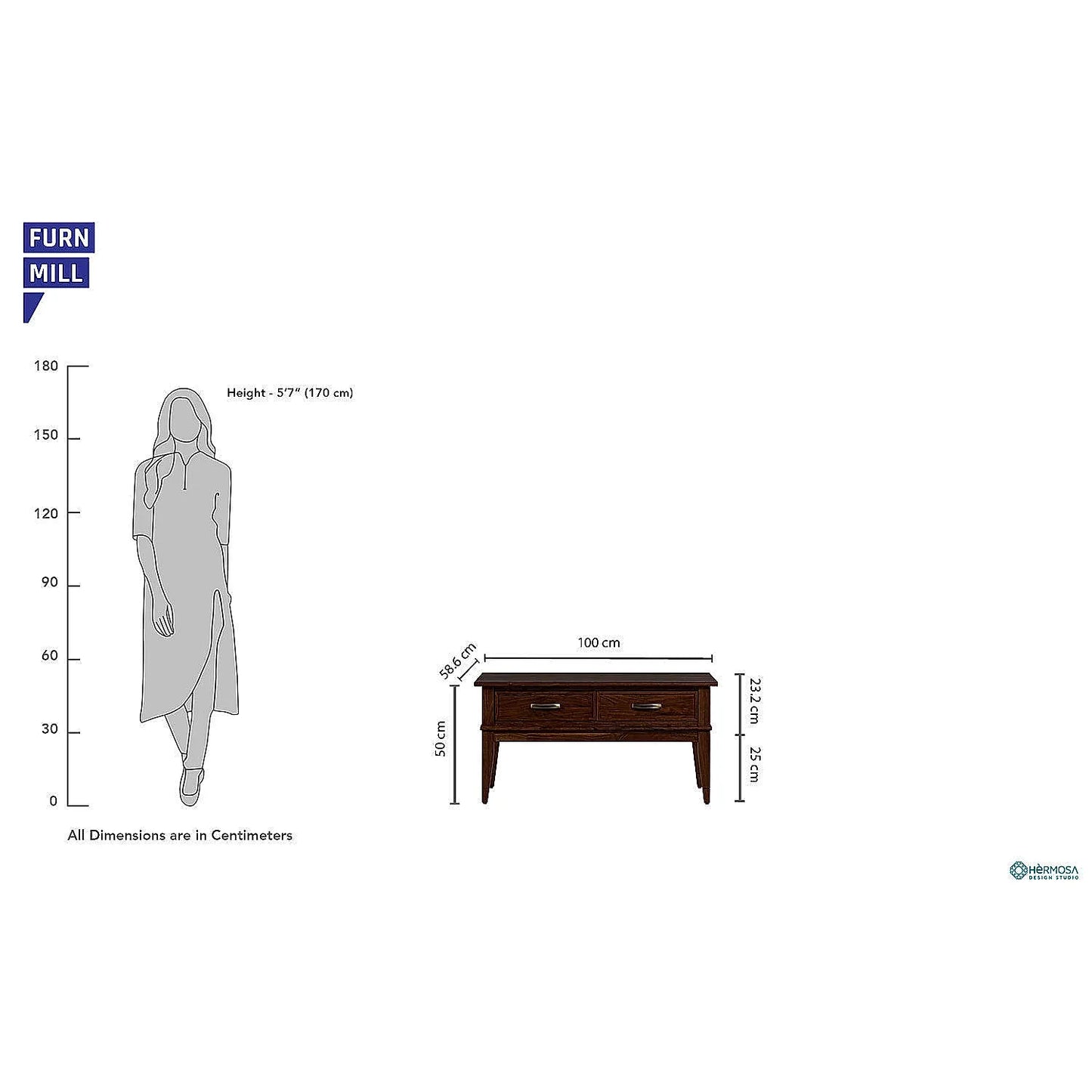 Oxford Wooden Center Table in Dark Walnut Finish