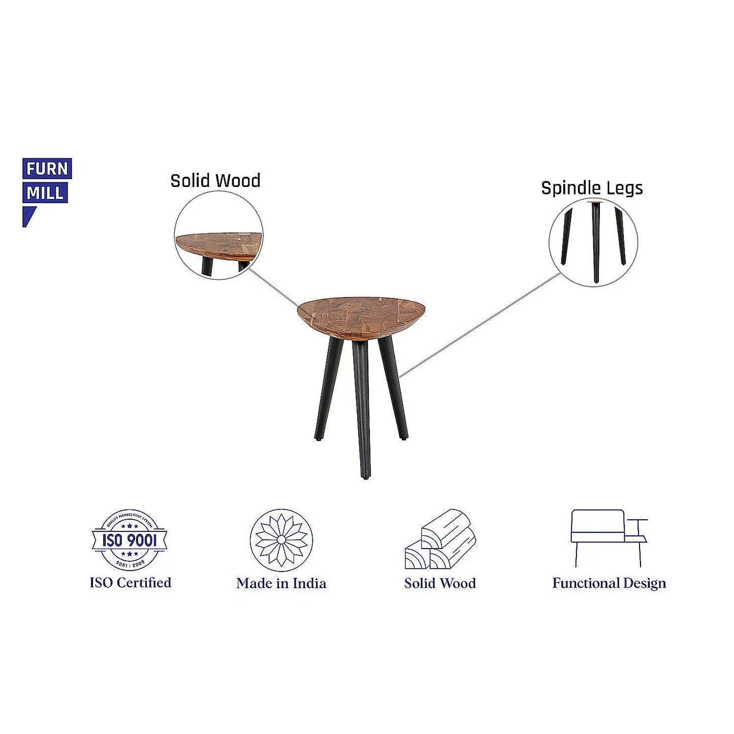 Ovees Wooden Coffee Table (Natural Finish)