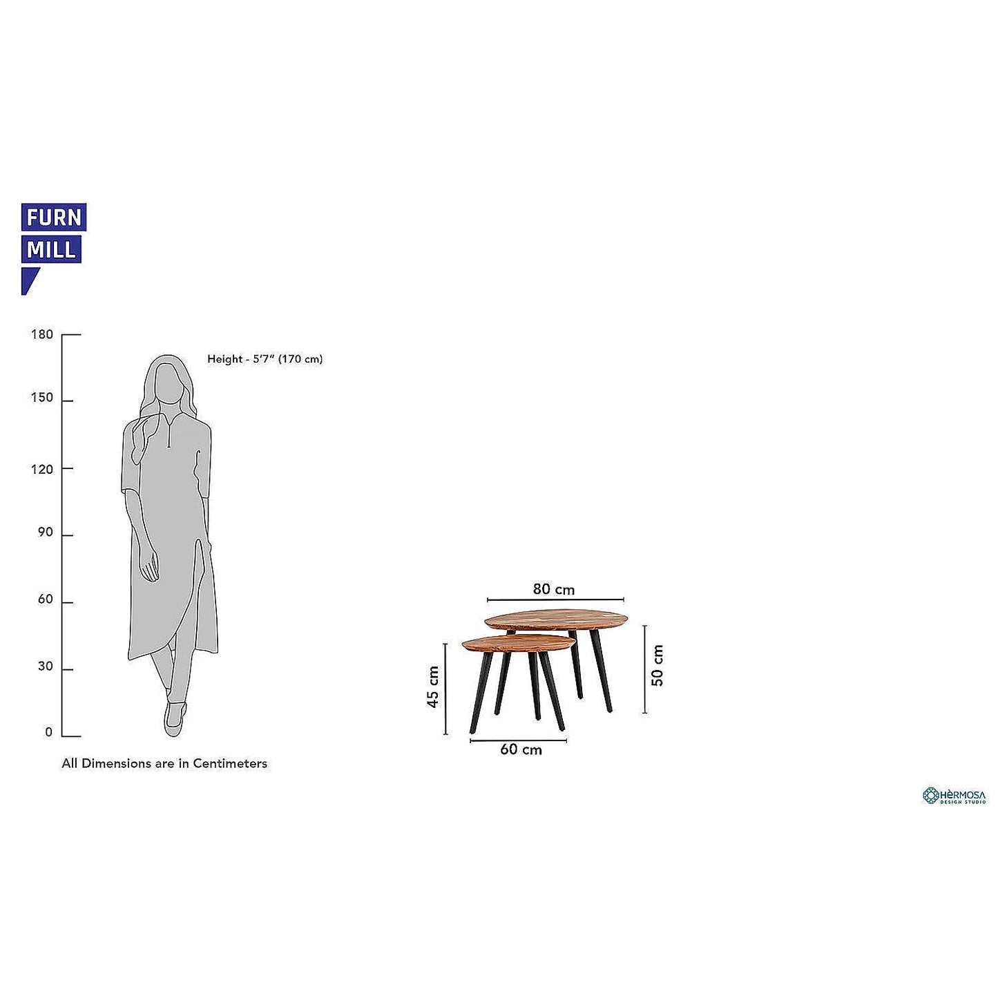Ovees & Oveem Wooden Nesting Table (Natural Finish)