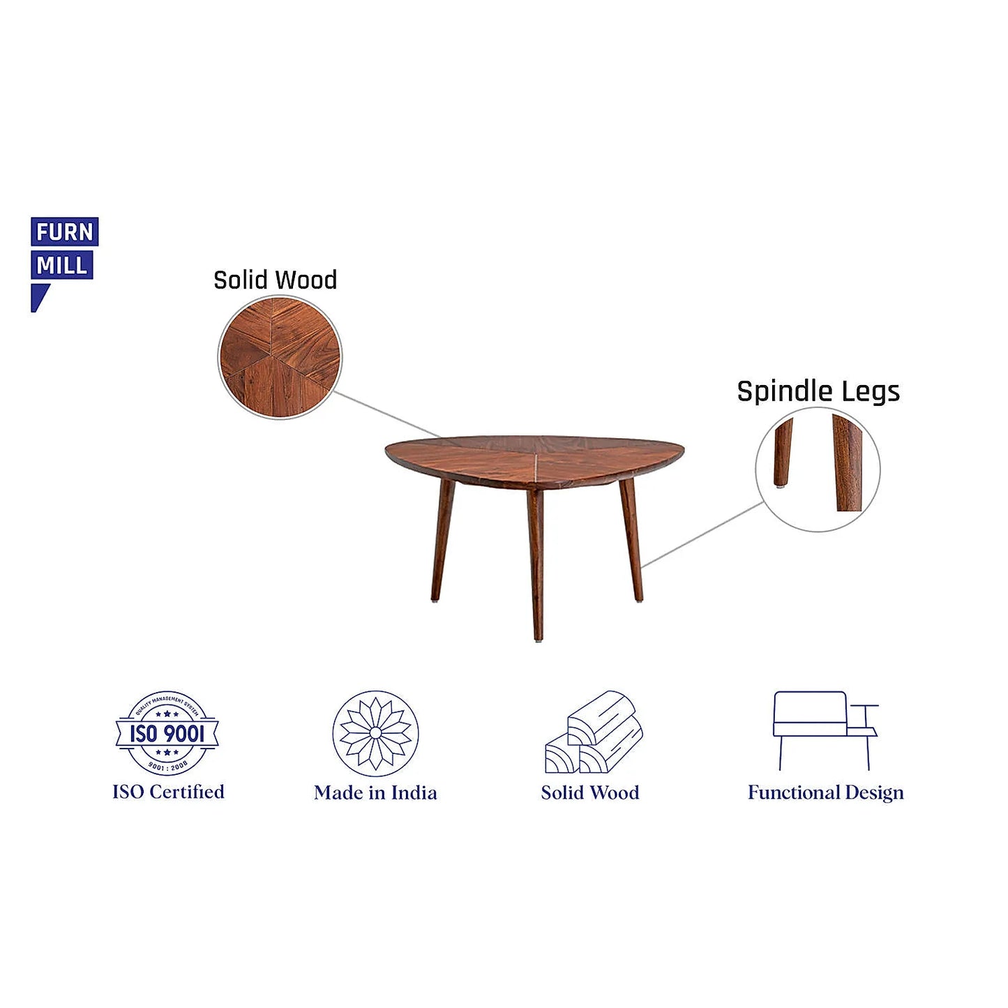 Ovate Wooden Center Table
