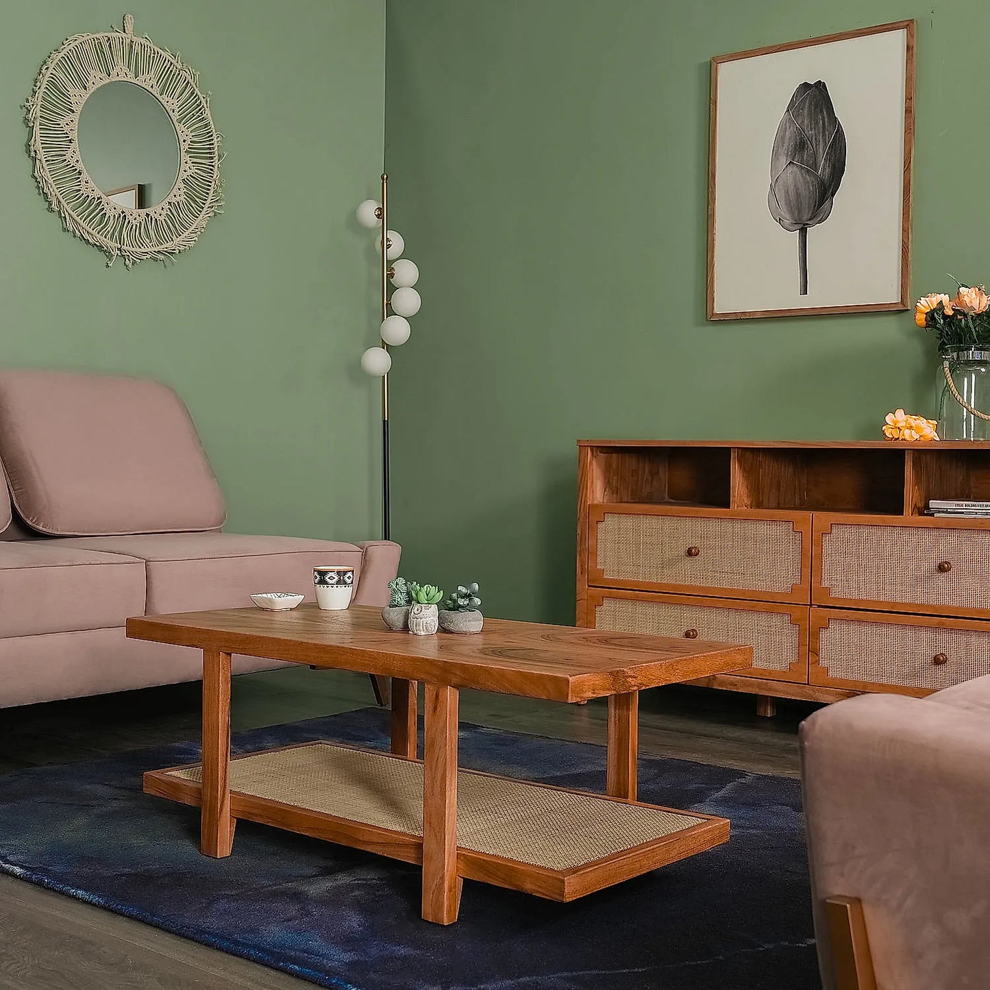 Hilton Rattan Center Table (Natural Finish)