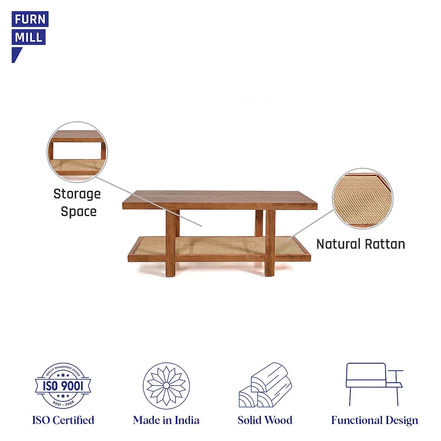 Hilton Rattan Center Table (Natural Finish)