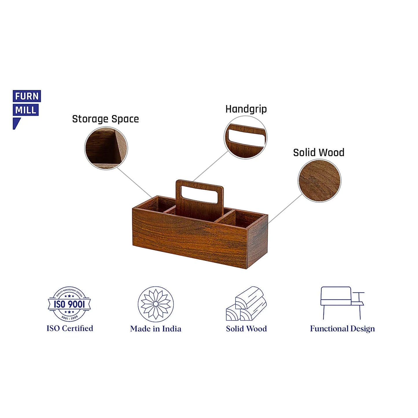 Sedate Wooden Organizer (Teak Finish)