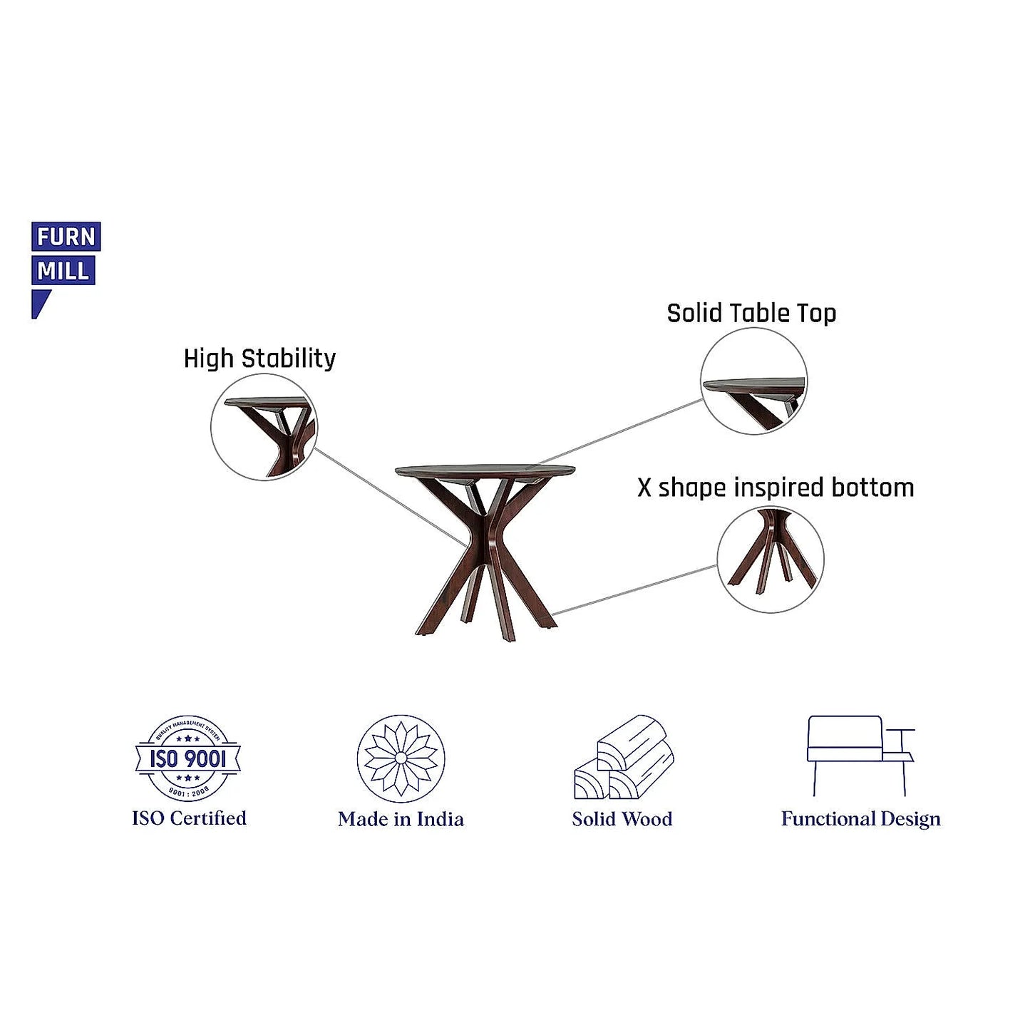 X Wooden Coffee Table (Dark Walnut)