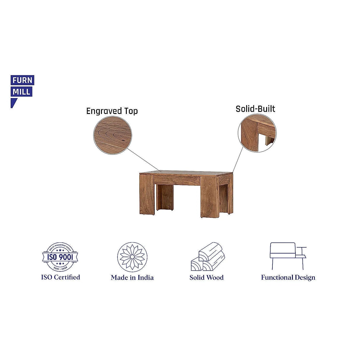 Claw Wooden Coffee Table in Natural Finish