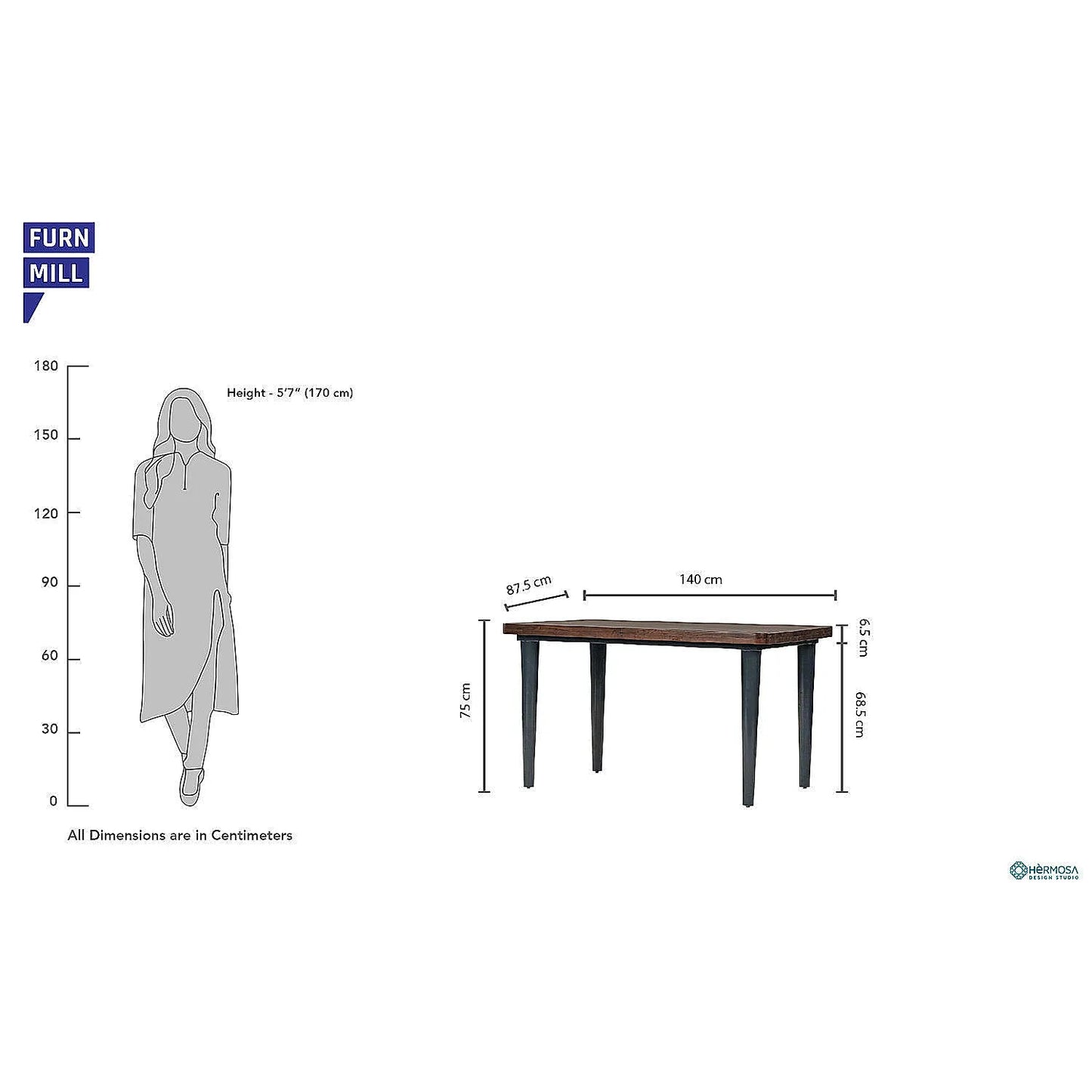 Chicago Wooden Dining Table in Dark Walnut Finish