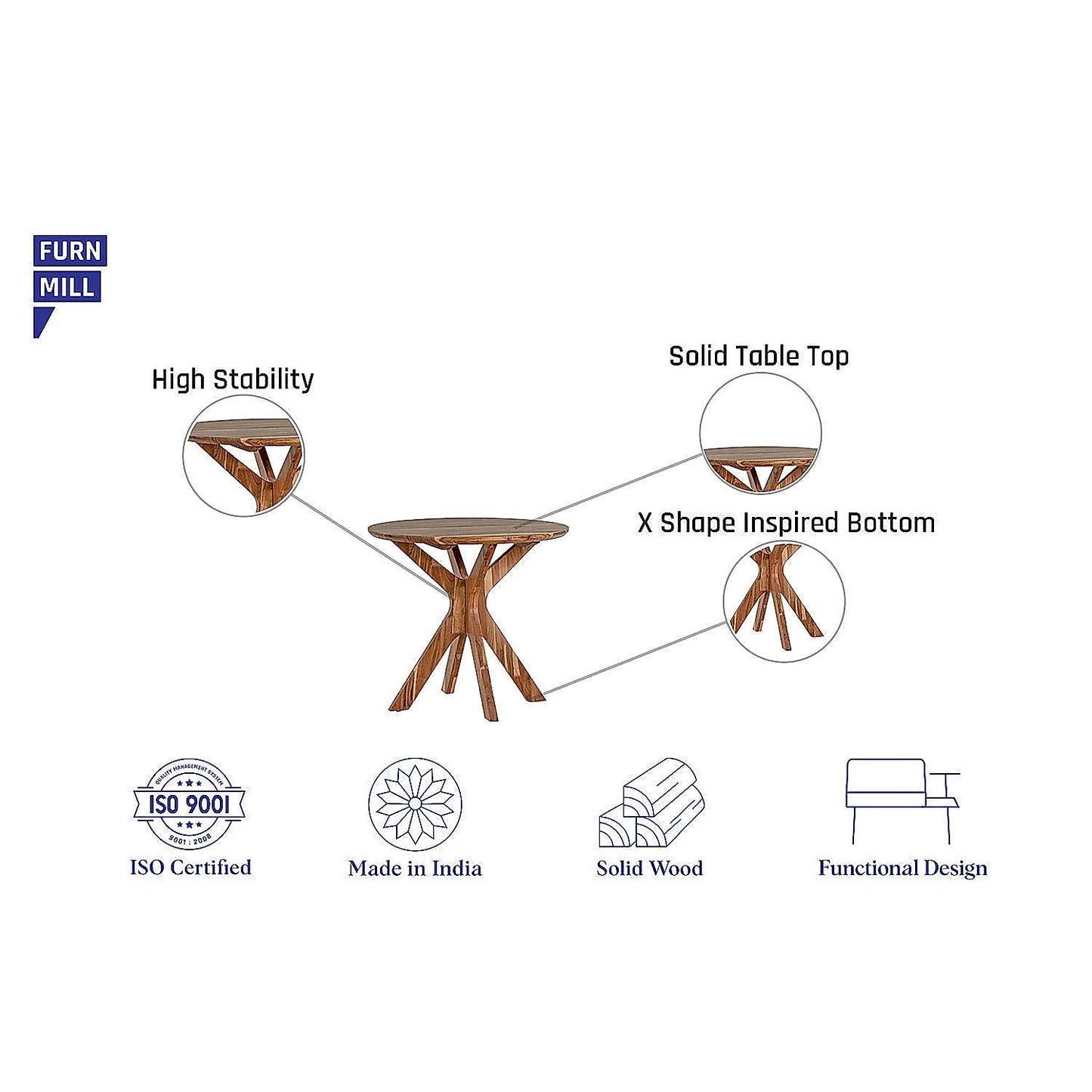 X Wooden Coffee Table in Natural Finish