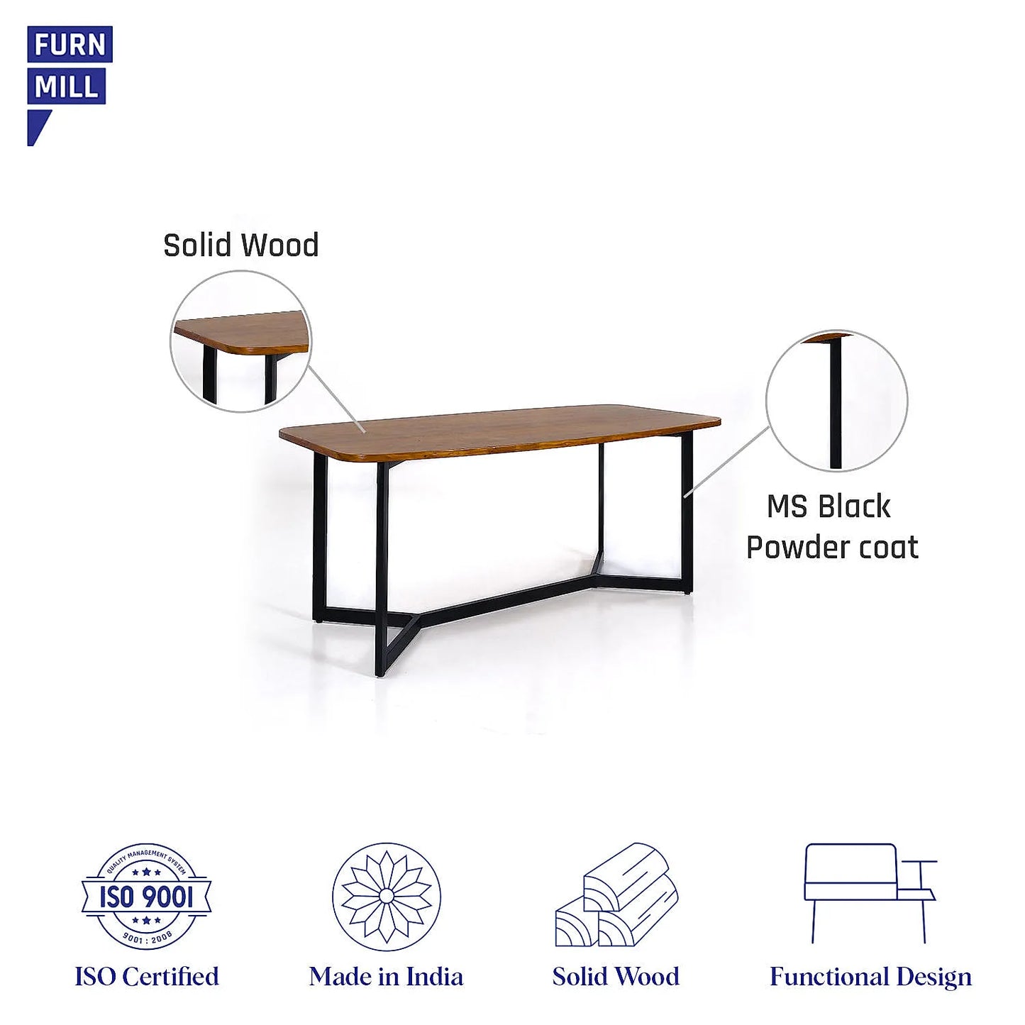 Willow Wooden 6 Seater Dining Table