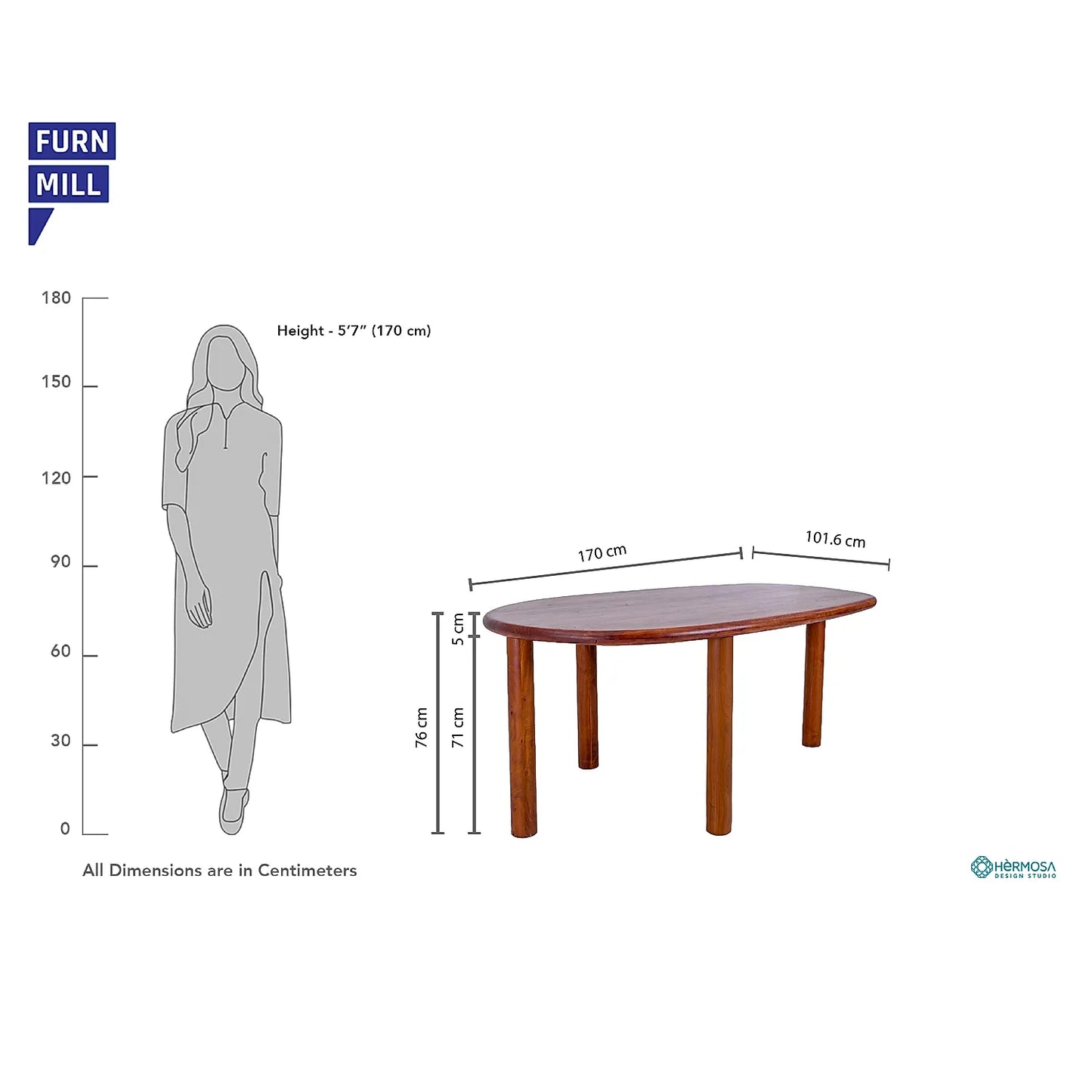 Melton Wooden 4 Seater Dining Table in Natural Finish