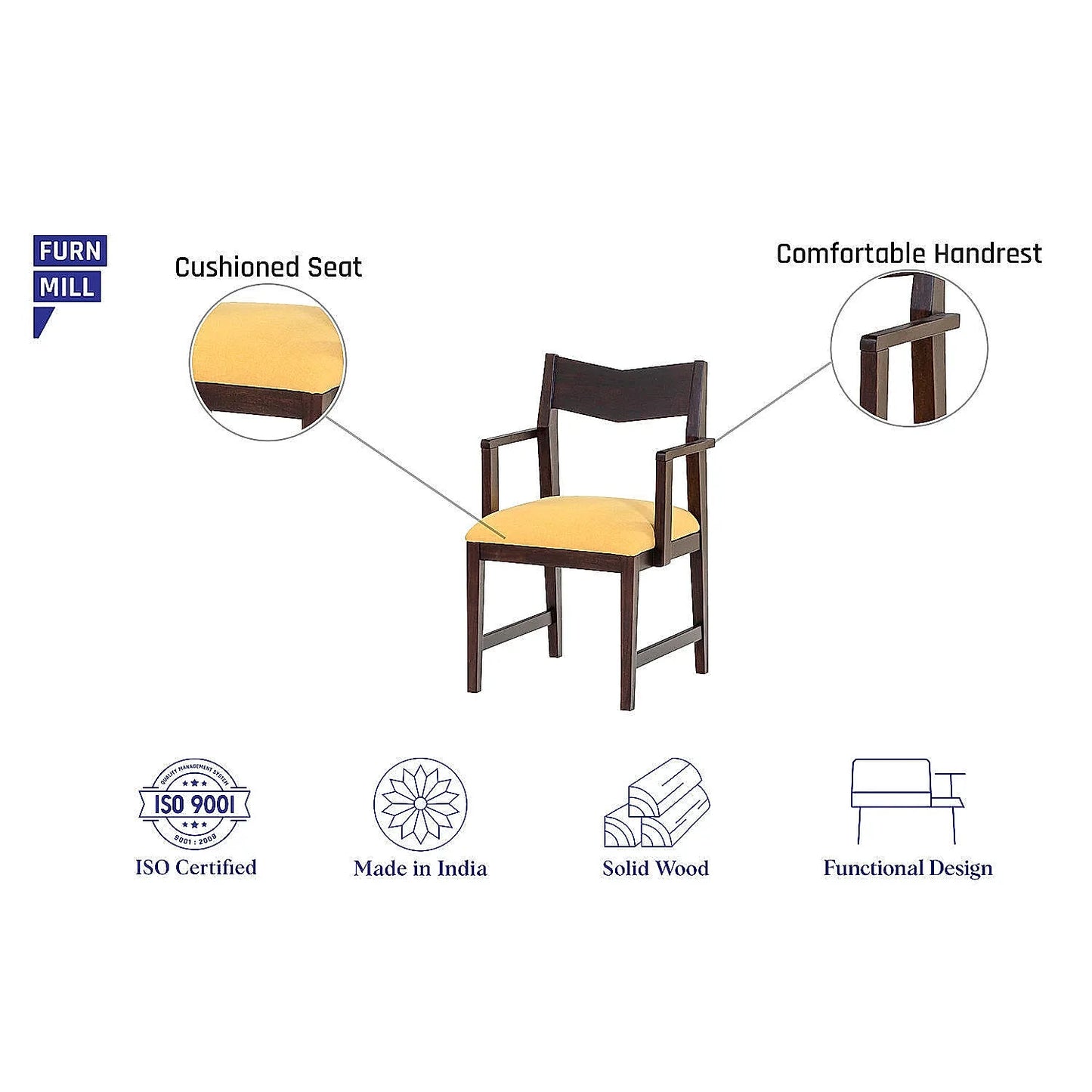 Newton Wooden Dining Chair - Set of 2 - Dark Walnut Finish